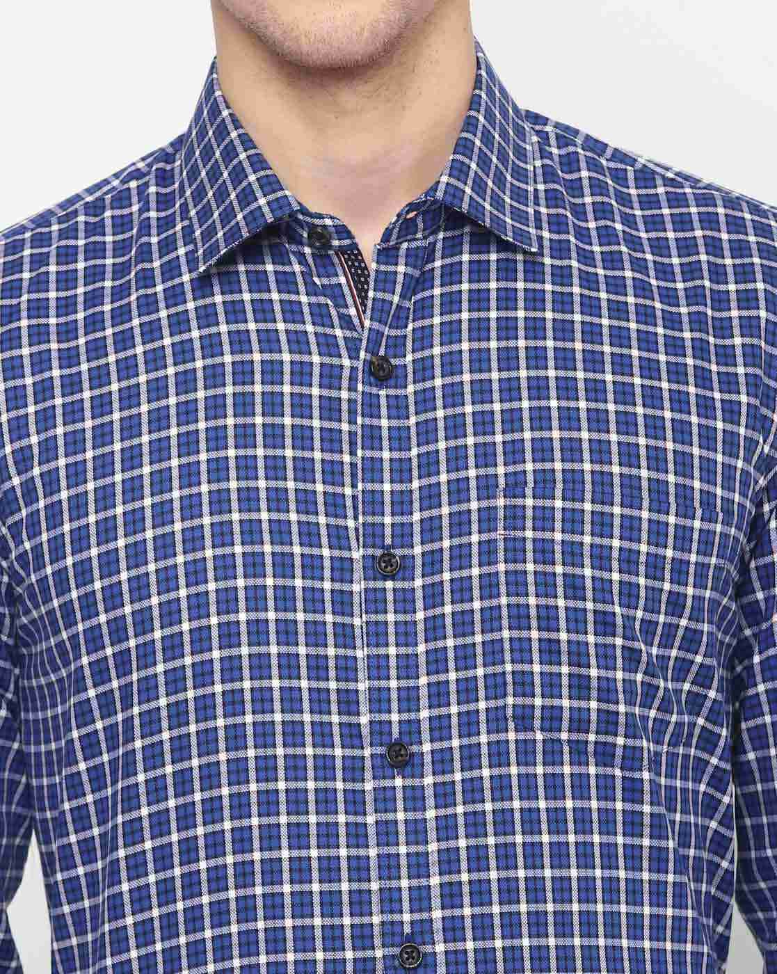 JOHN PLAYERS | Men Checked Slim Fit Cotton Shirt|2