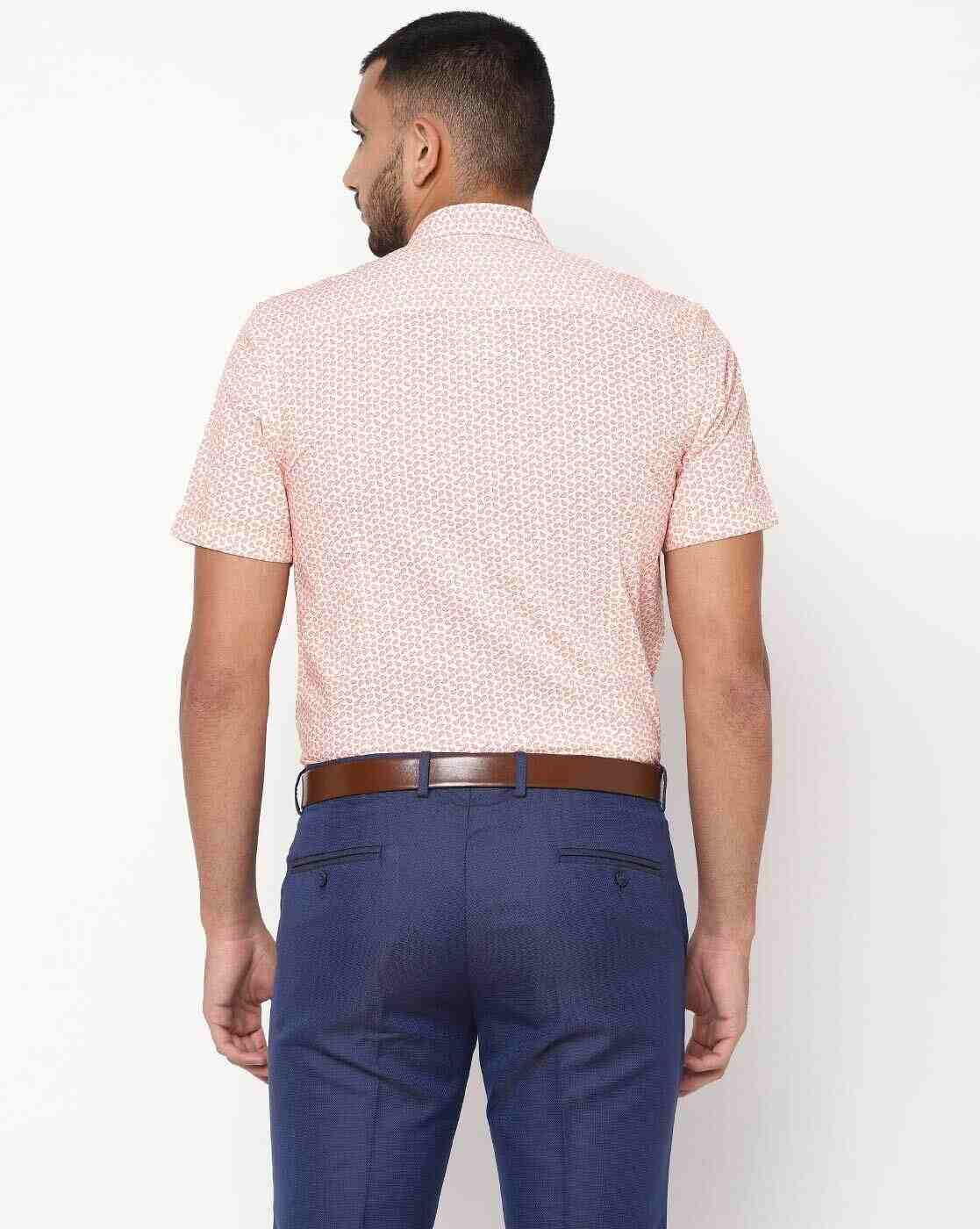 JOHN PLAYERS | Printed Slim Fit Shirt with Patch Pocket|1