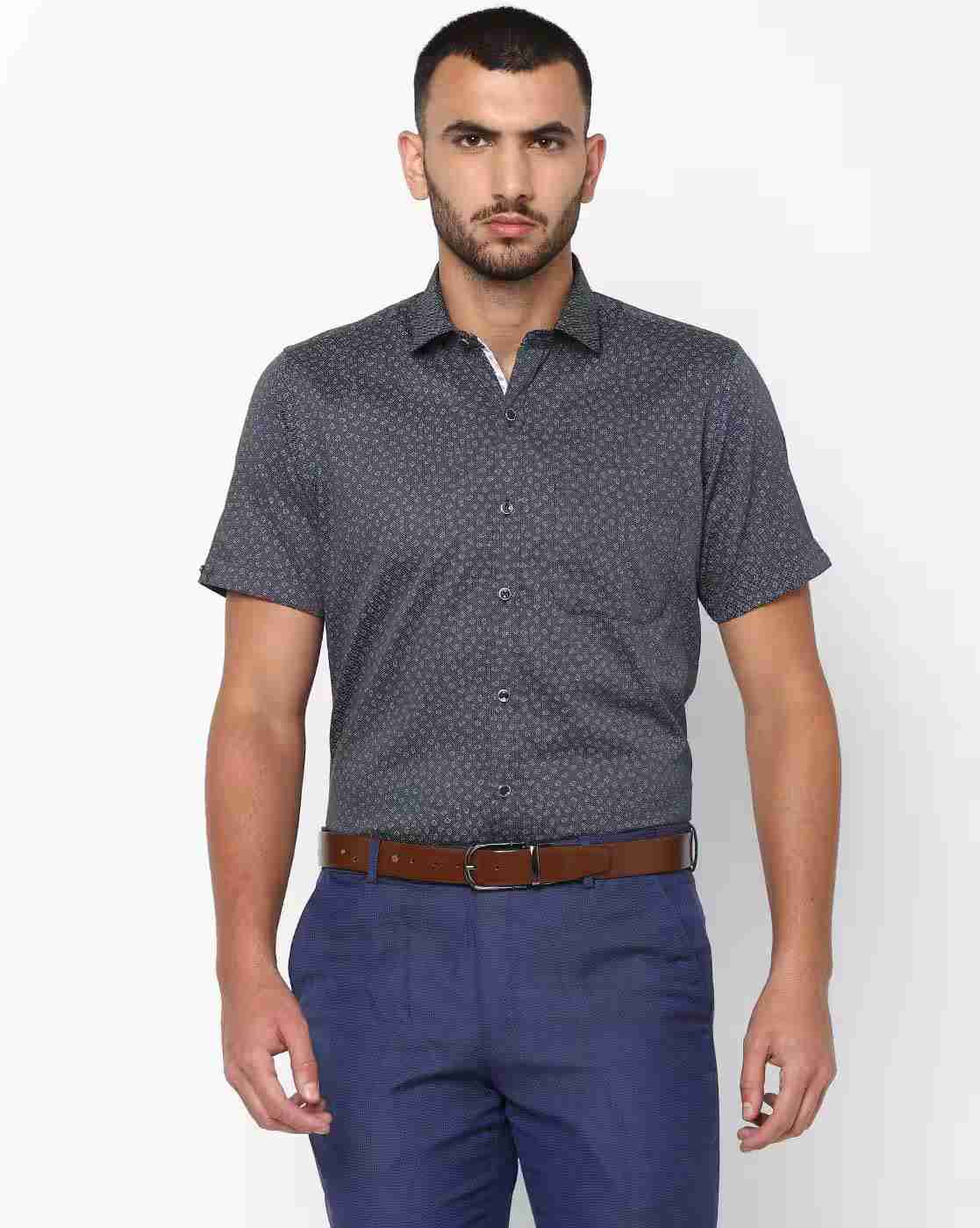 JOHN PLAYERS | Printed Cotton Shirt with Patch Pocket|0