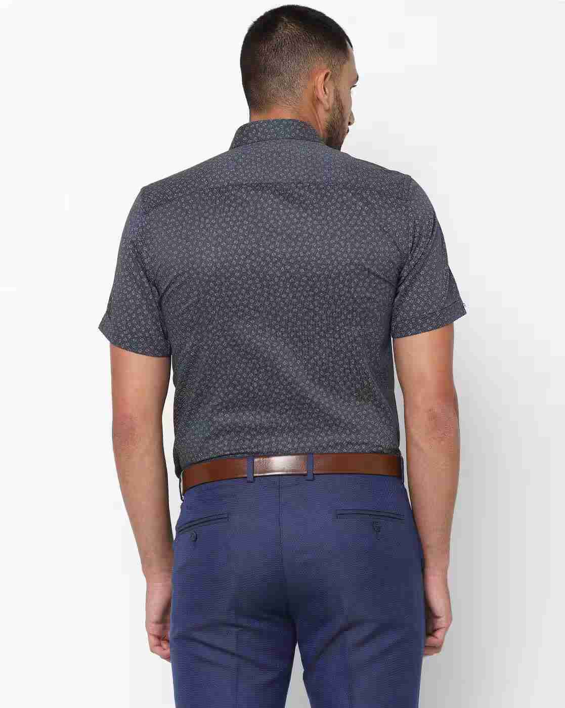 JOHN PLAYERS | Printed Cotton Shirt with Patch Pocket|1