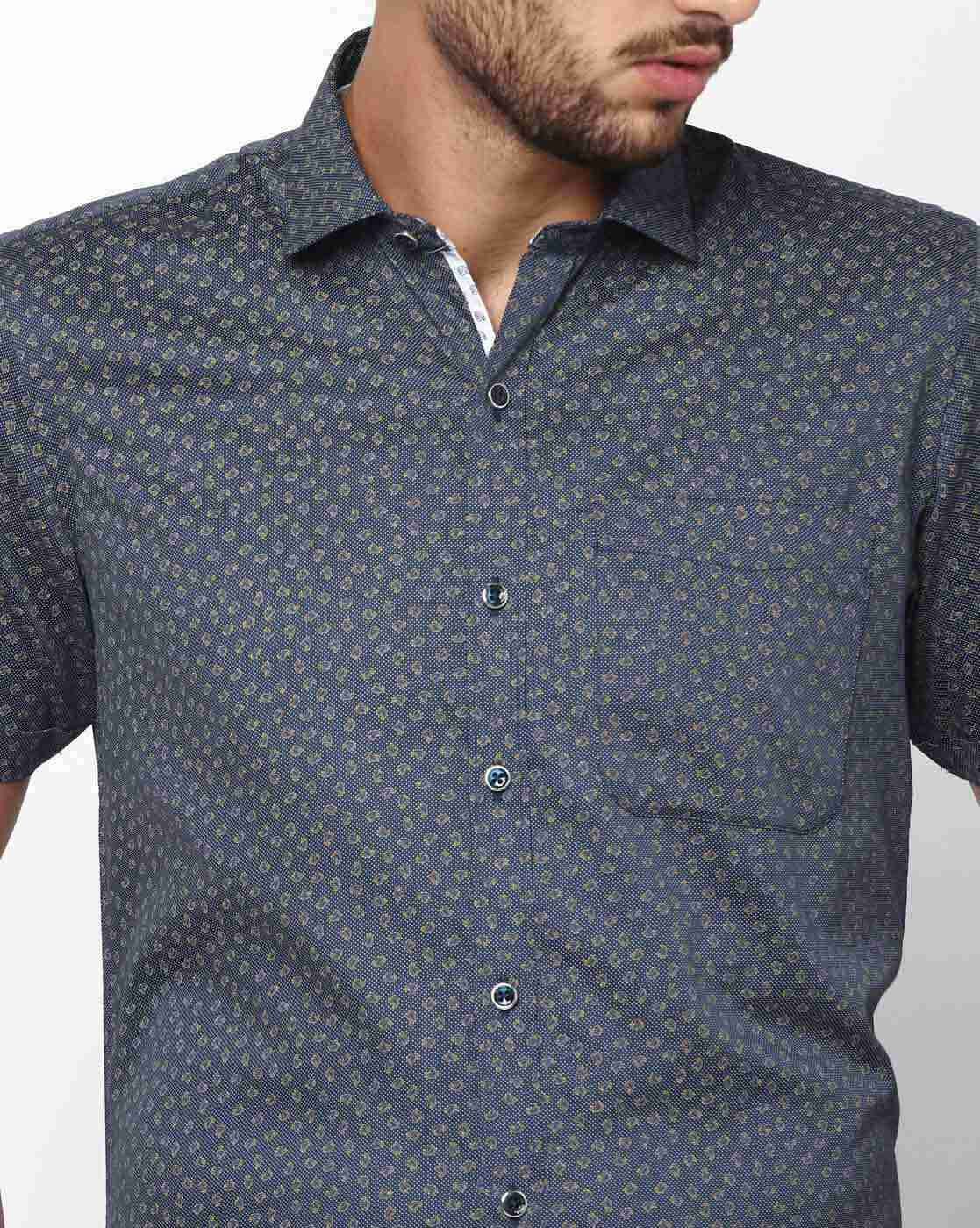 JOHN PLAYERS | Printed Cotton Shirt with Patch Pocket|2