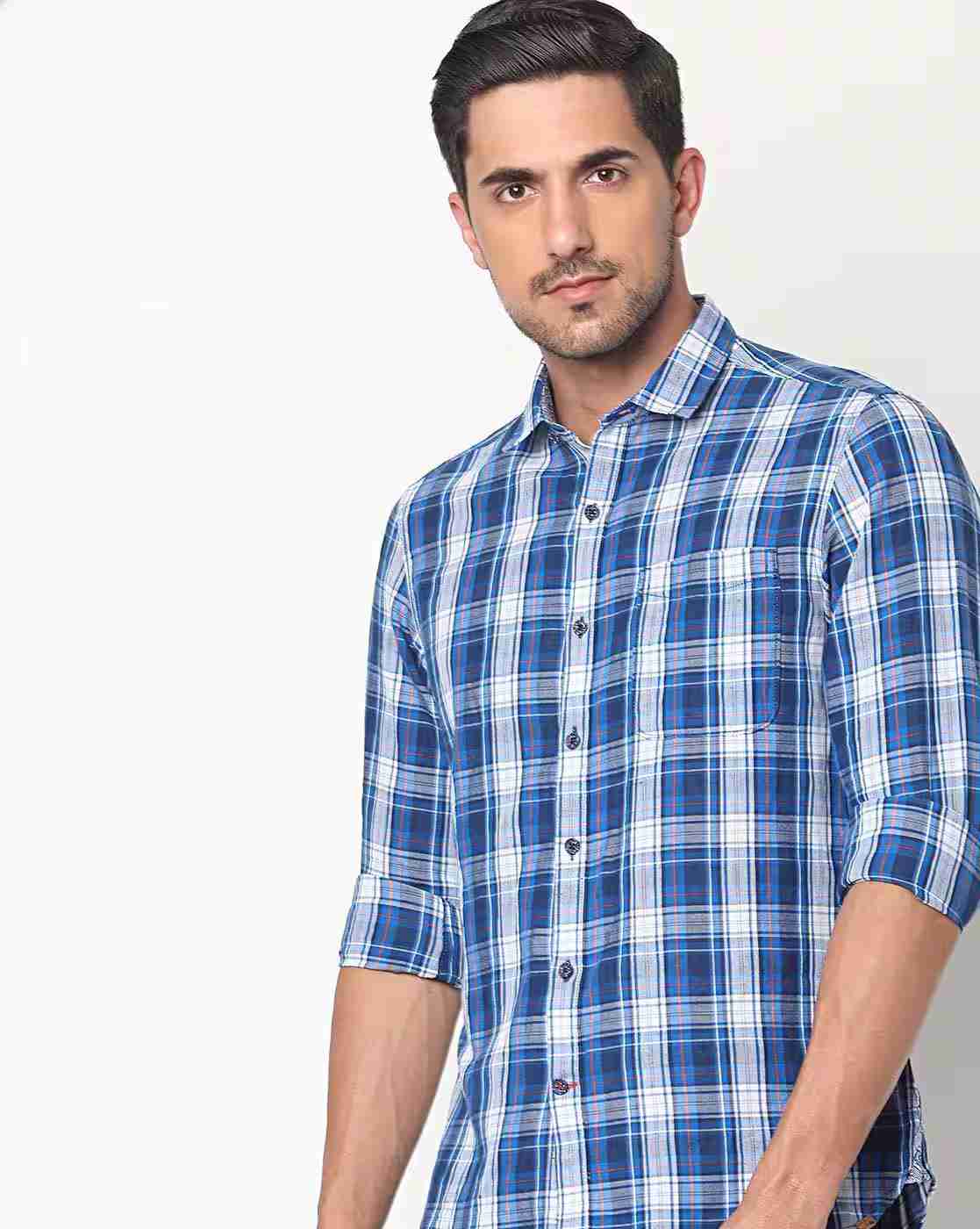 JOHN PLAYERS | Checked Slim Fit Shirt|0