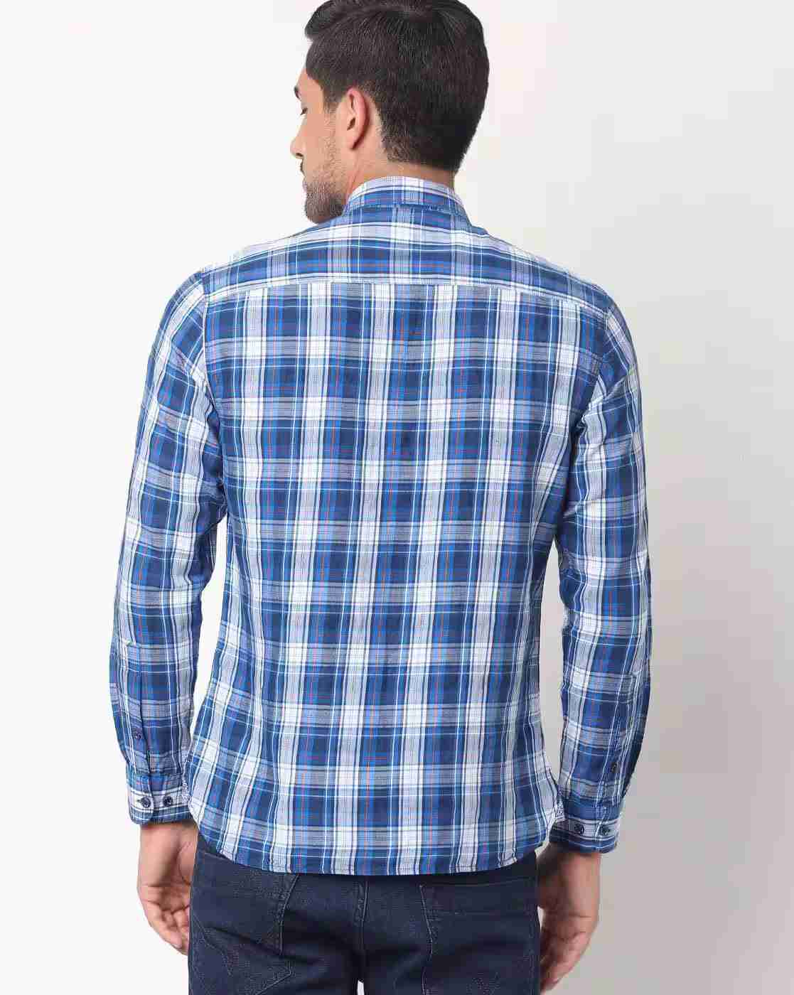 JOHN PLAYERS | Checked Slim Fit Shirt|1