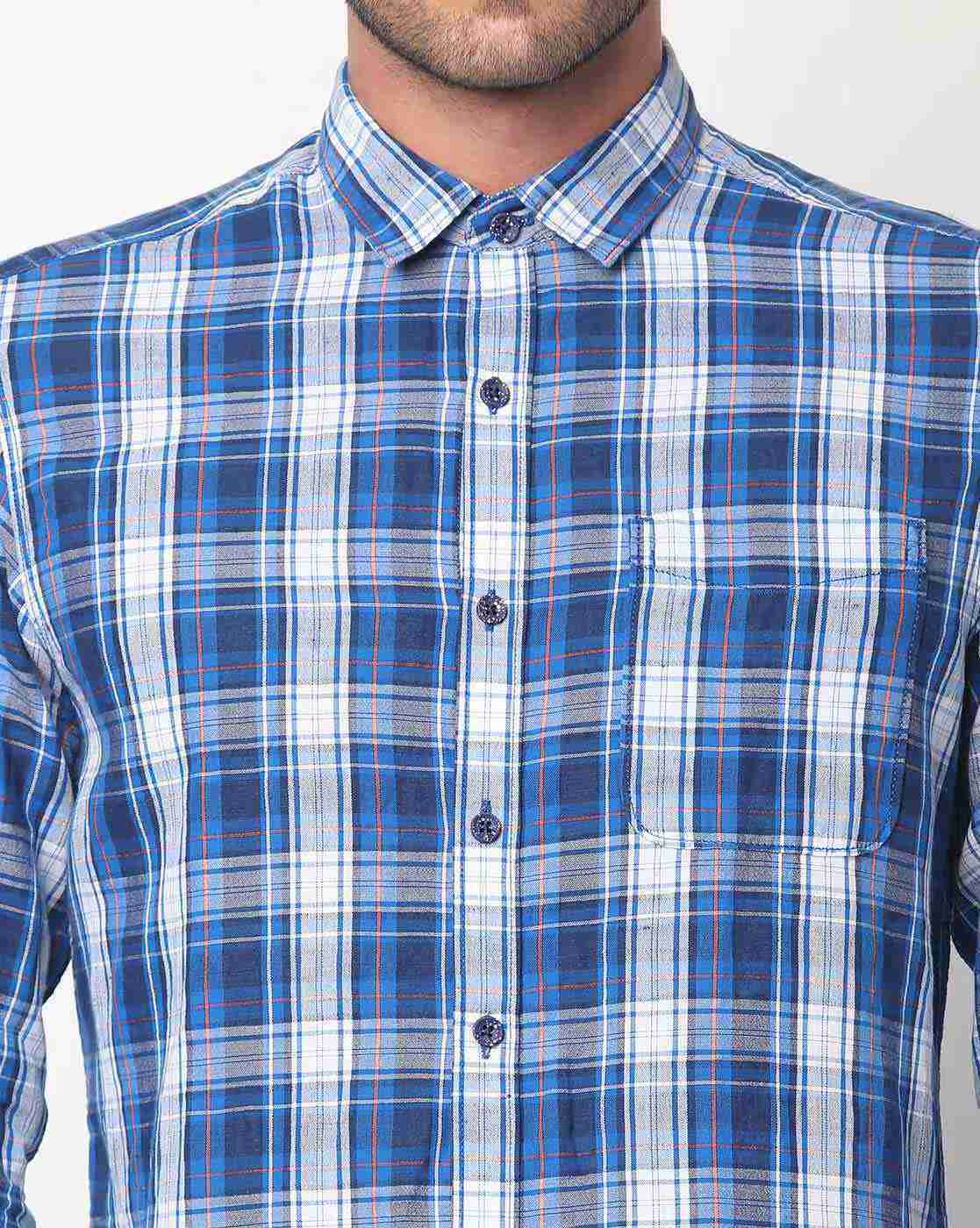JOHN PLAYERS | Checked Slim Fit Shirt|2