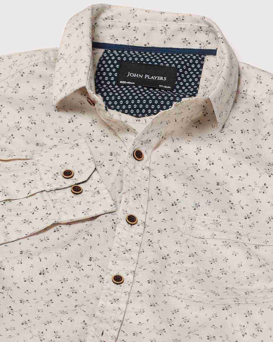 JOHN PLAYERS | Men Micro Print Slim Fit Shirt|4