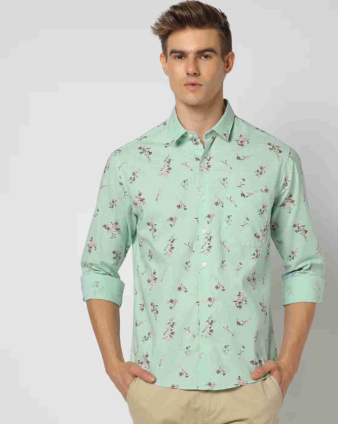 JOHN PLAYERS | Men Floral Print Slim Fit Shirt|0