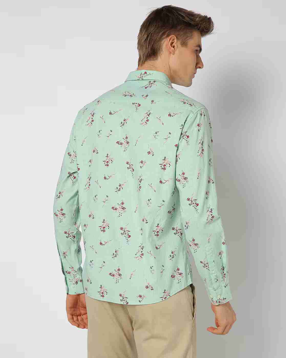 JOHN PLAYERS | Men Floral Print Slim Fit Shirt|2