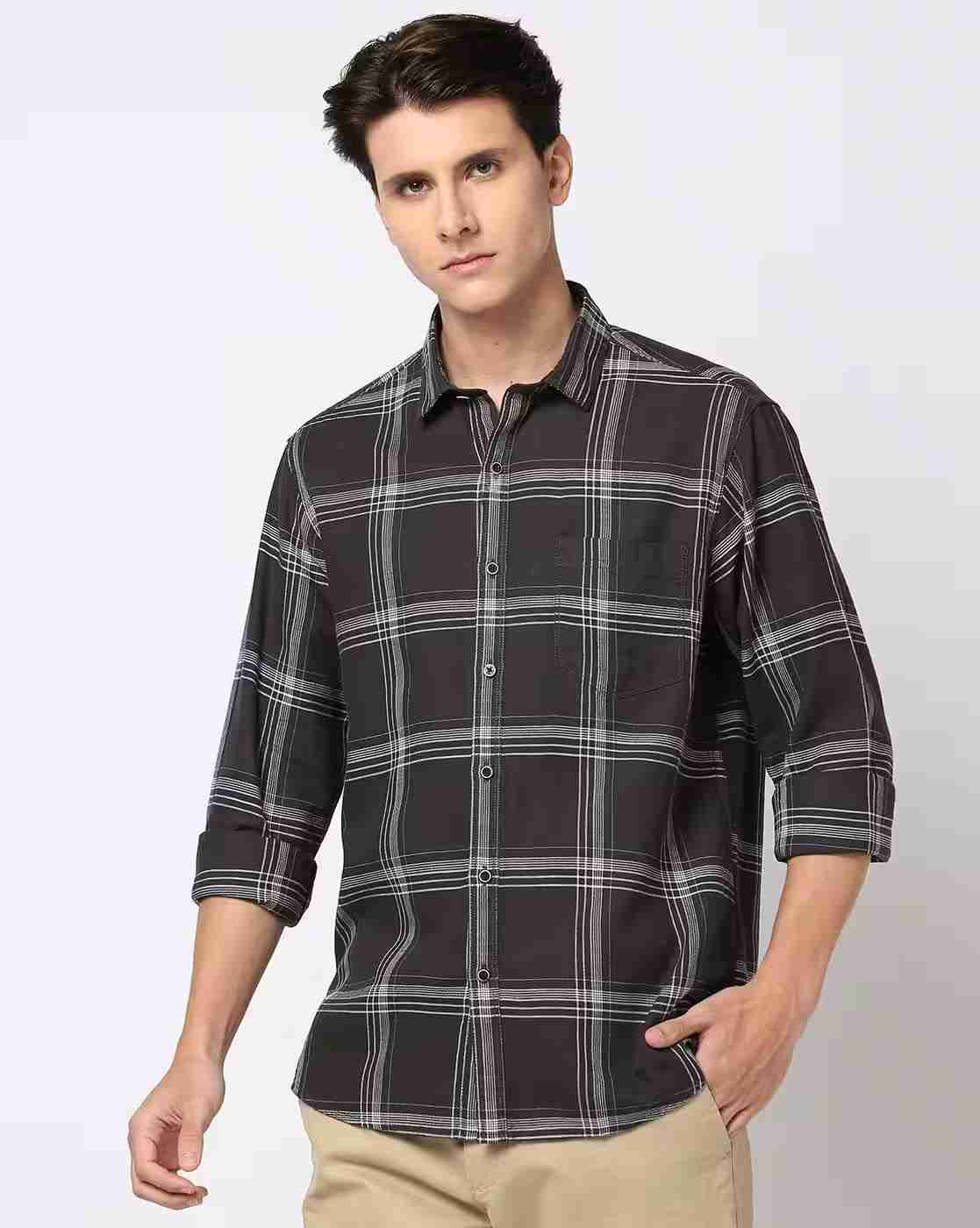 JOHN PLAYERS | Men Checked Slim Fit Shirt|0
