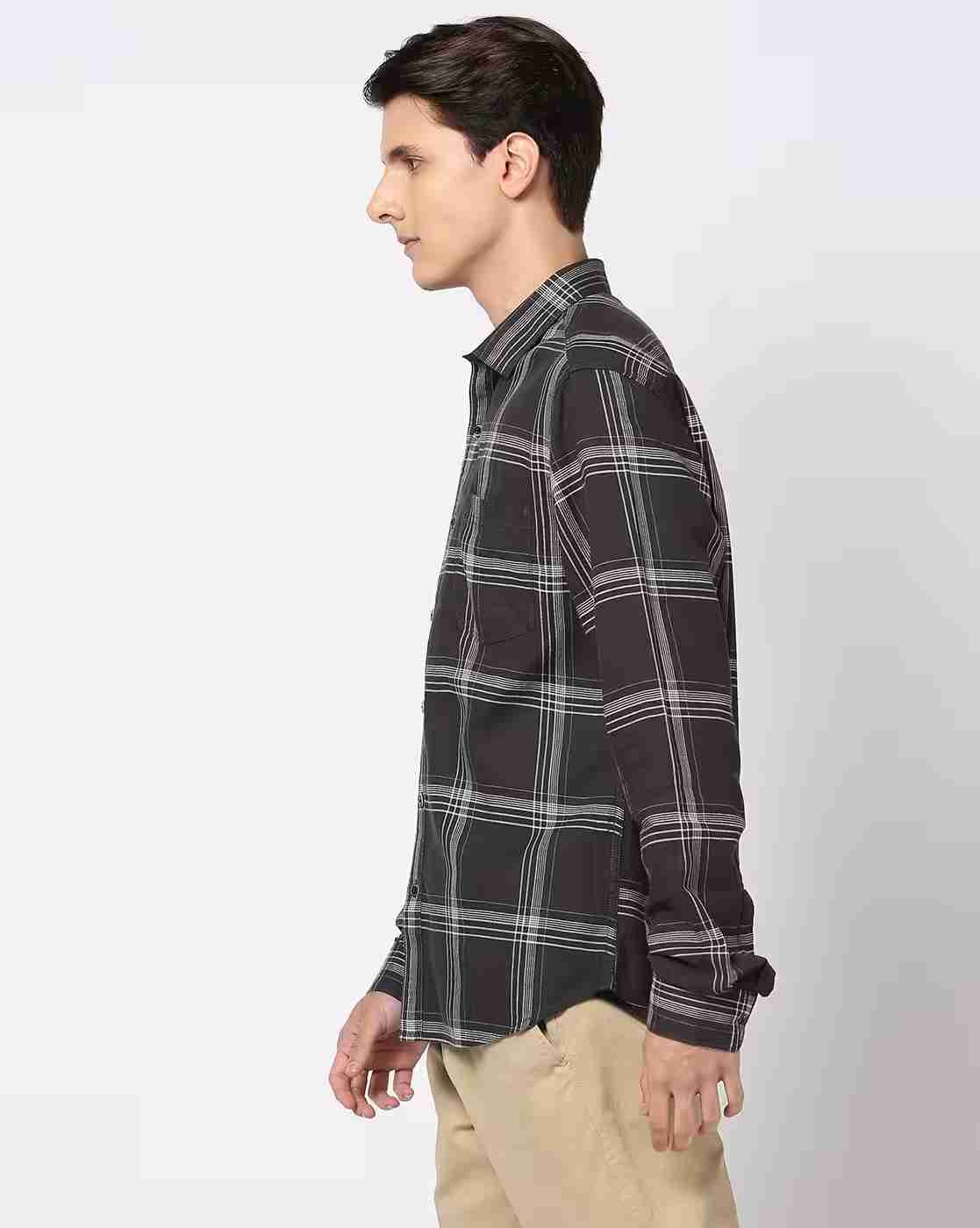 JOHN PLAYERS | Men Checked Slim Fit Shirt|1