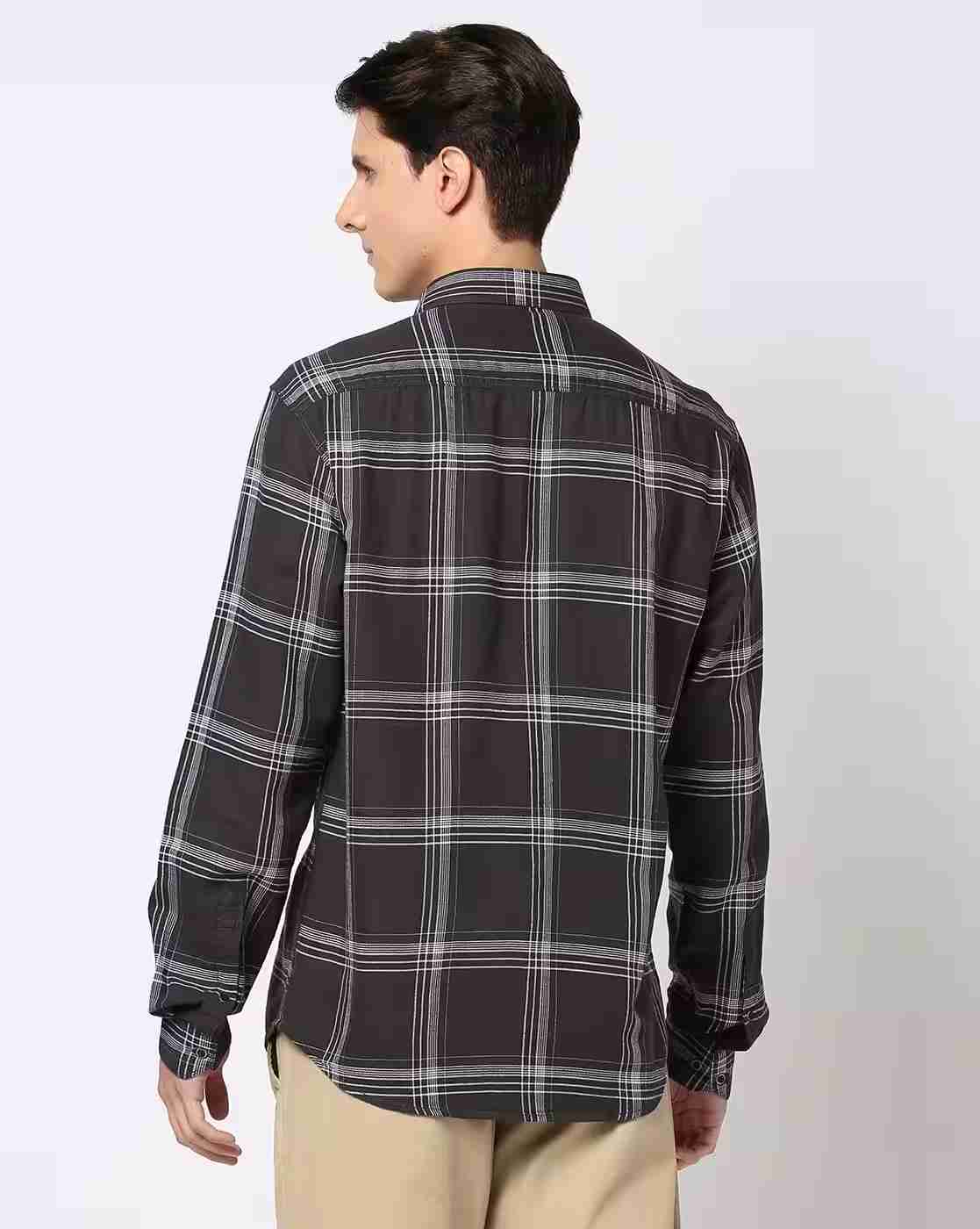 JOHN PLAYERS | Men Checked Slim Fit Shirt|2