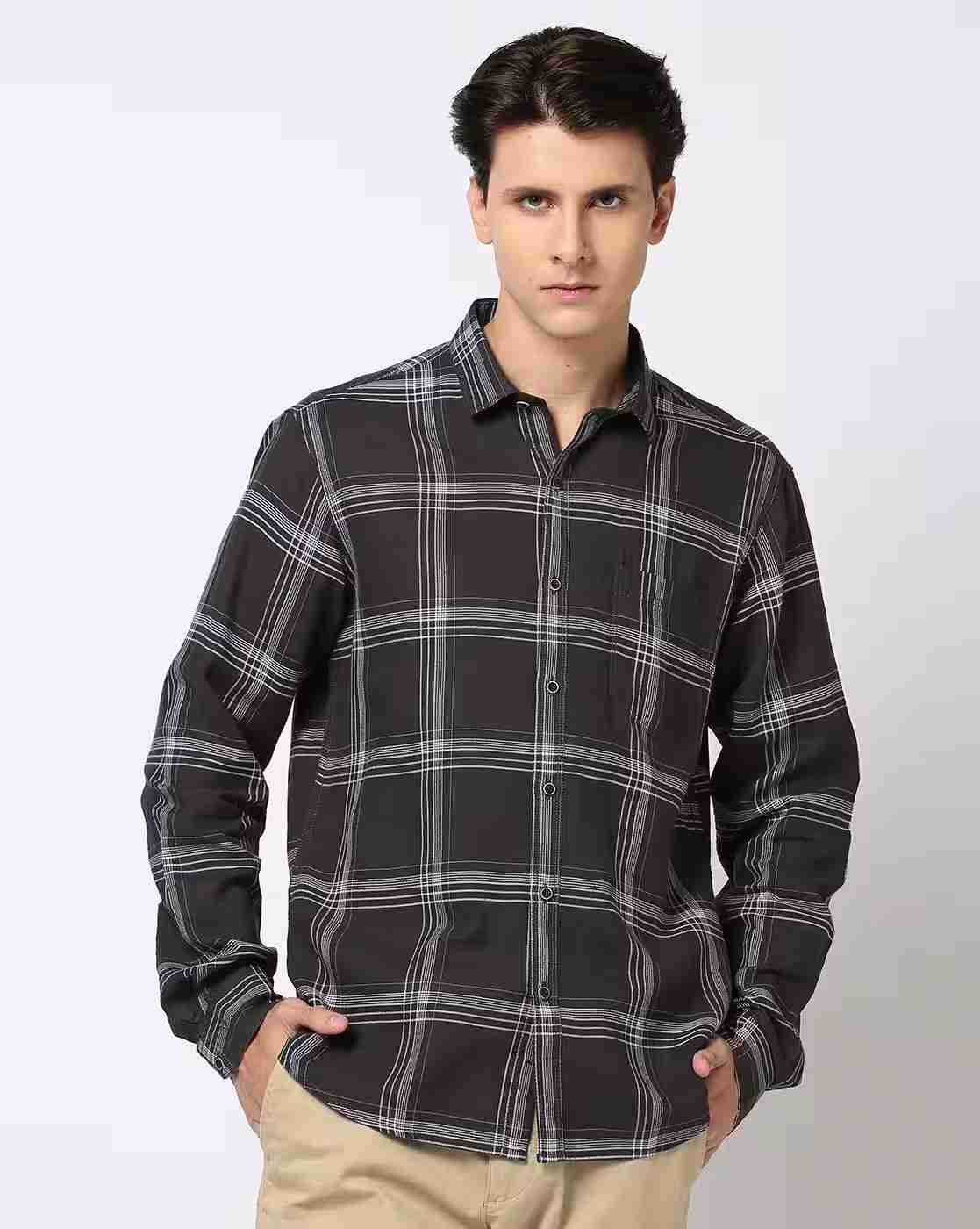 JOHN PLAYERS | Men Checked Slim Fit Shirt|3