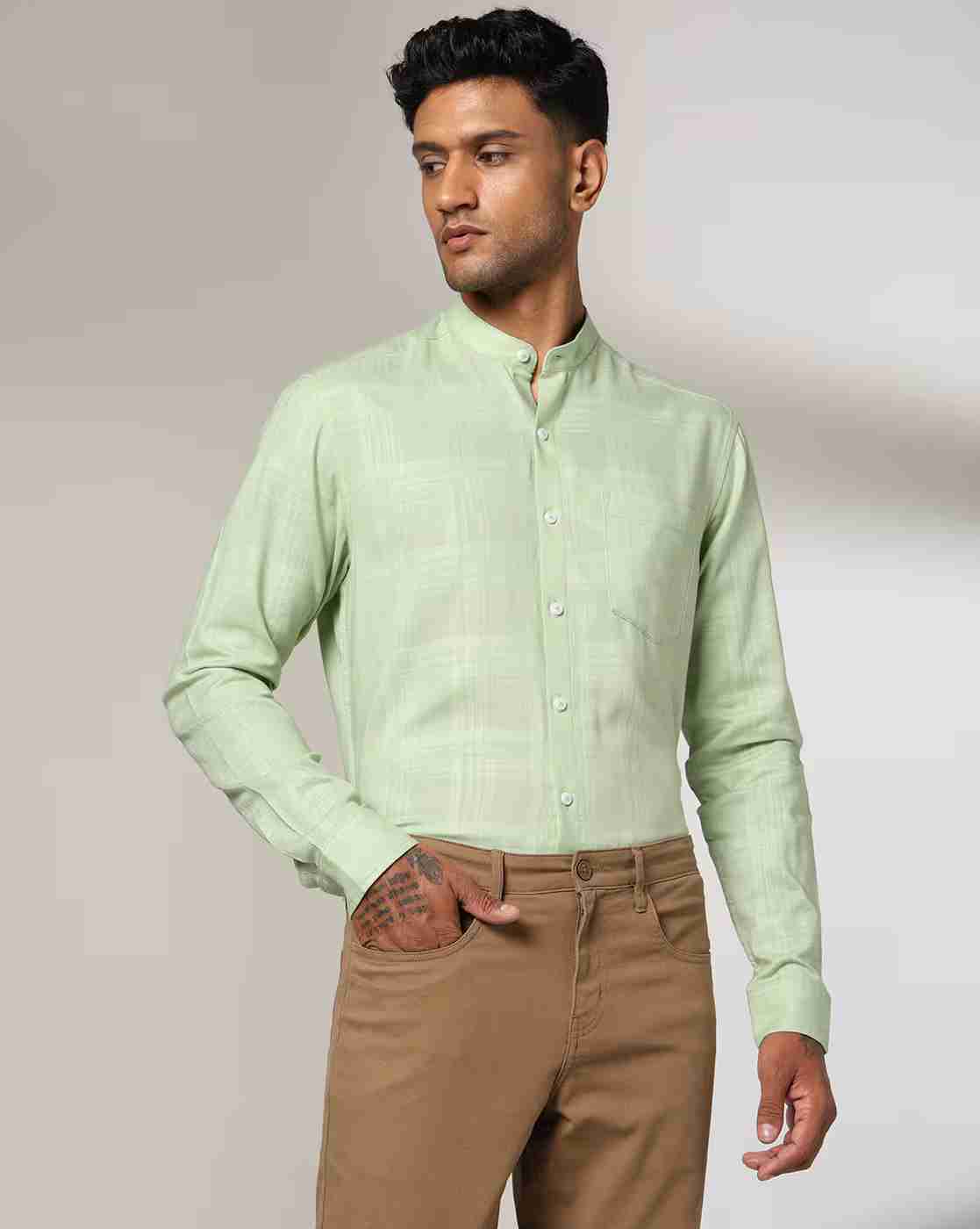 Men Self-Check Slim Fit Shirt