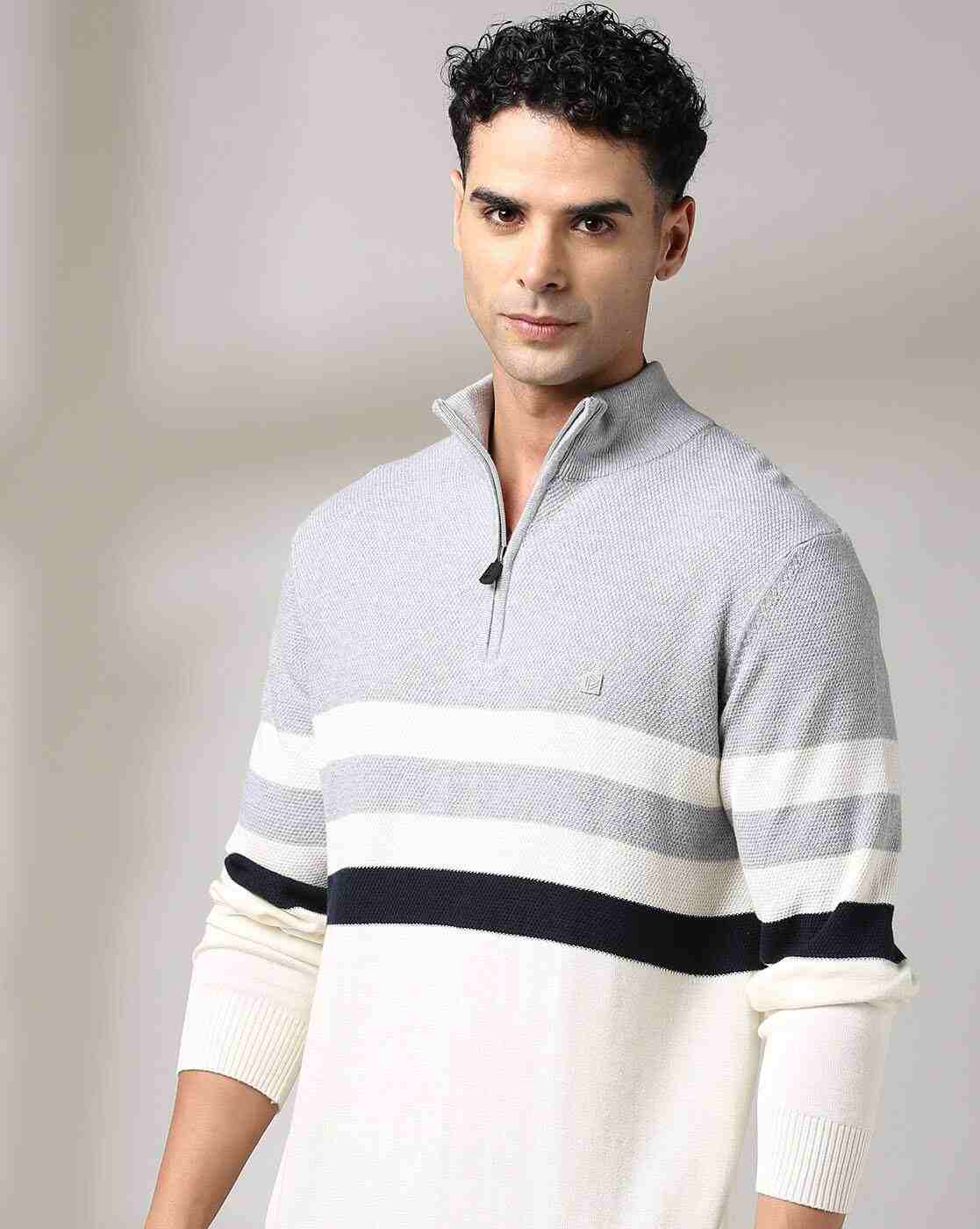 JOHN PLAYERS | Men Striped Slim Fit Pullover|0