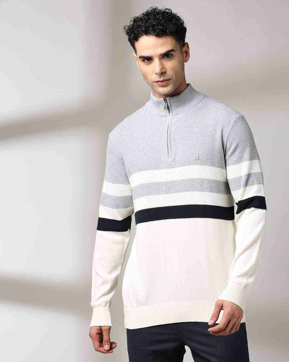JOHN PLAYERS | Men Striped Slim Fit Pullover|1