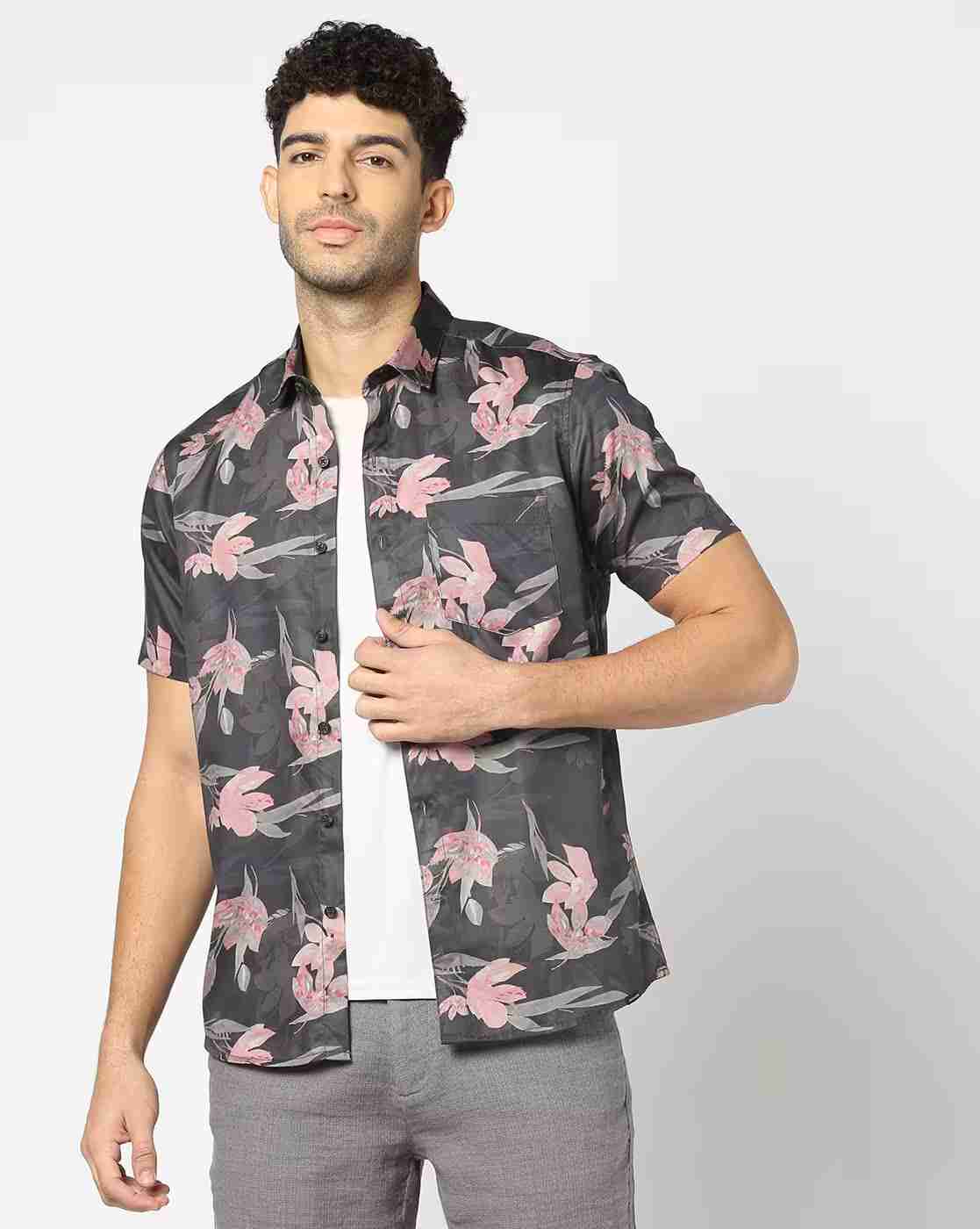 JOHN PLAYERS | Men Floral Print Slim Fit Shirt|0