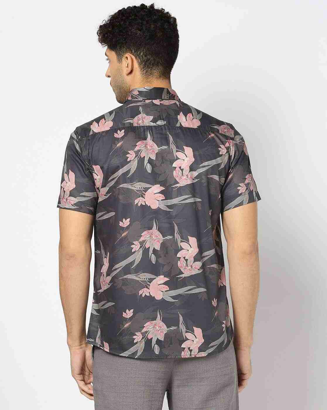 JOHN PLAYERS | Men Floral Print Slim Fit Shirt|2