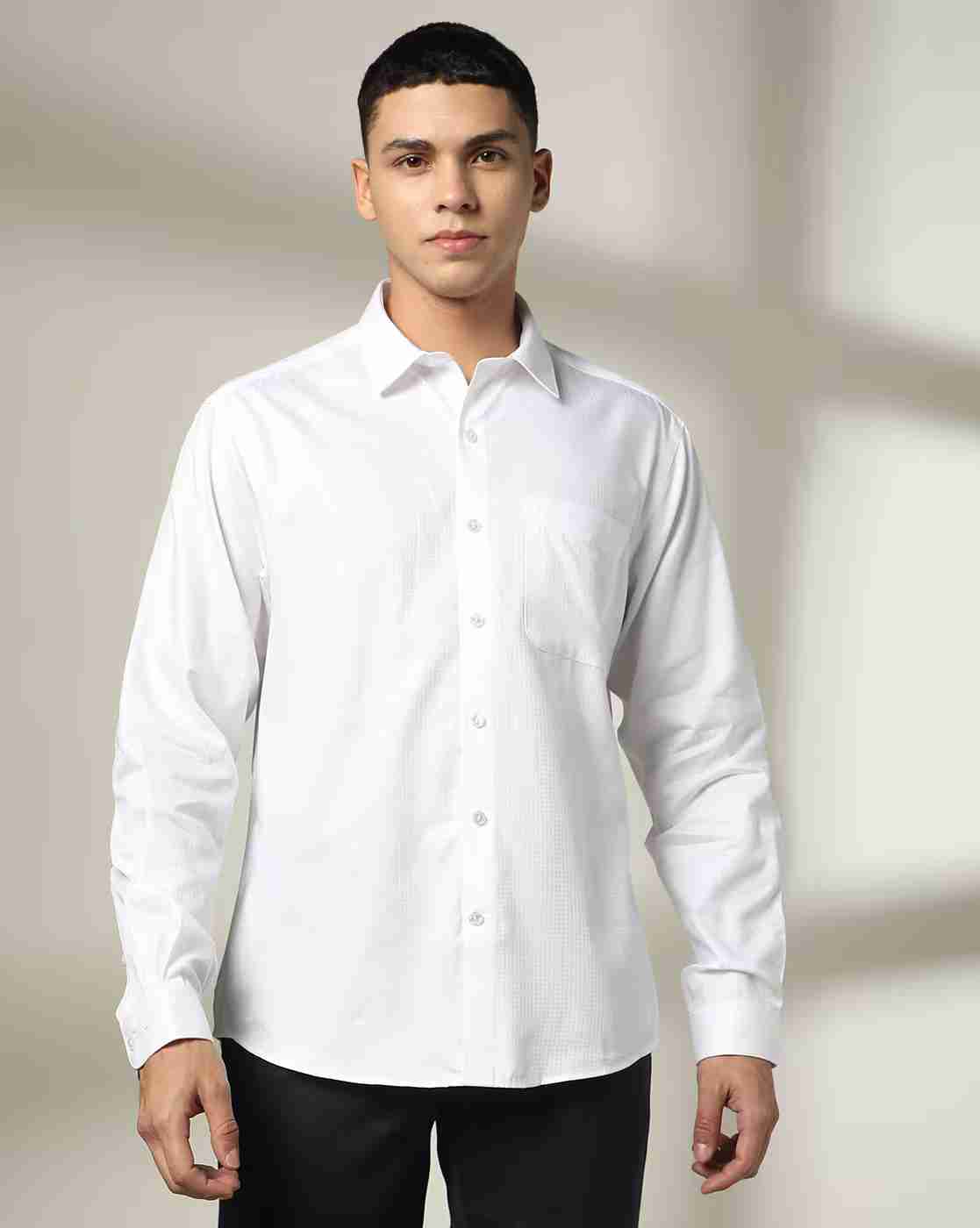 JOHN PLAYERS | Men Regular Fit Cotton Shirt with Patch Pocket|0