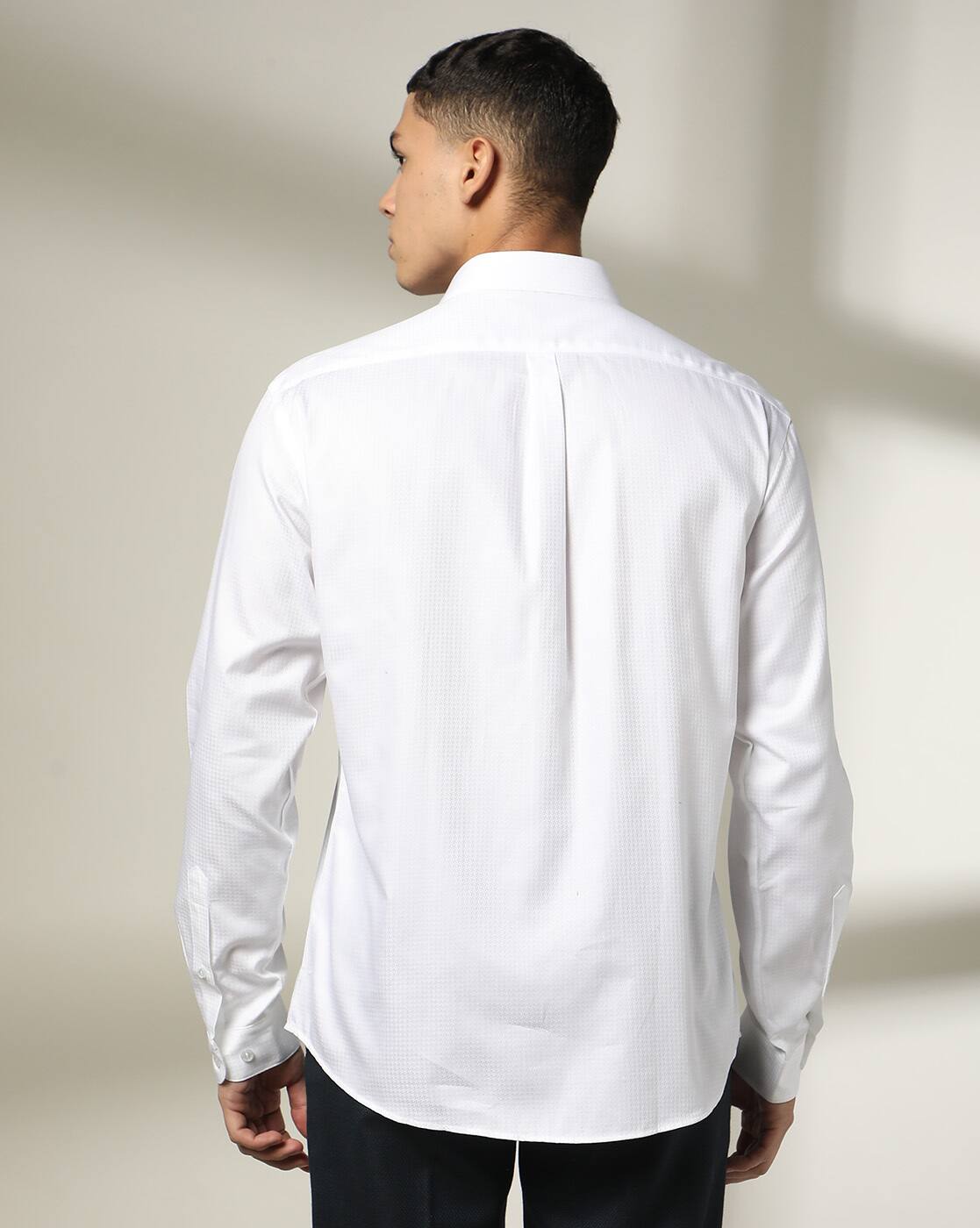 JOHN PLAYERS | Men Regular Fit Cotton Shirt with Patch Pocket|2