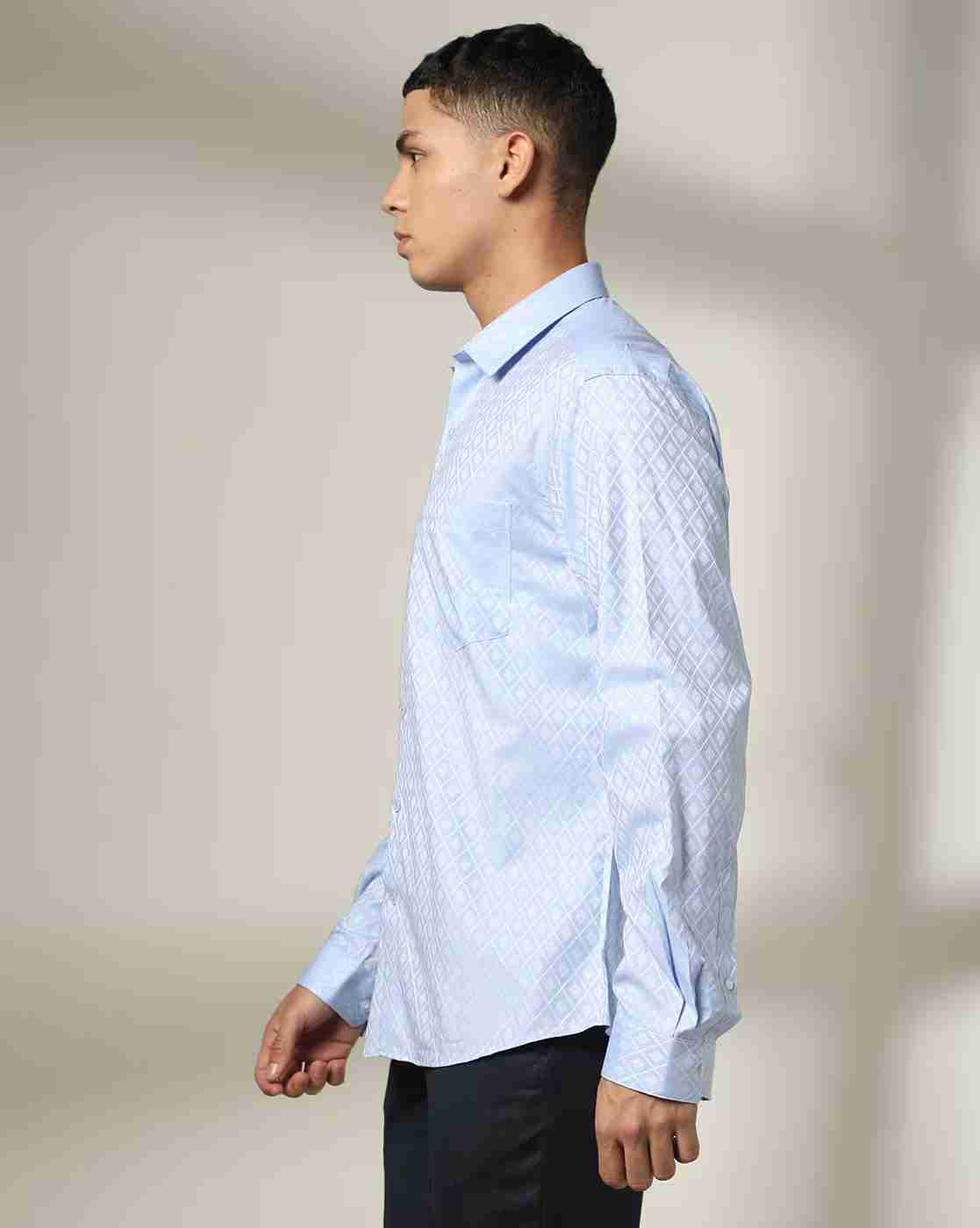 JOHN PLAYERS | Men Geometric Patterned Slim Fit Shirt with Patch Pocket|1