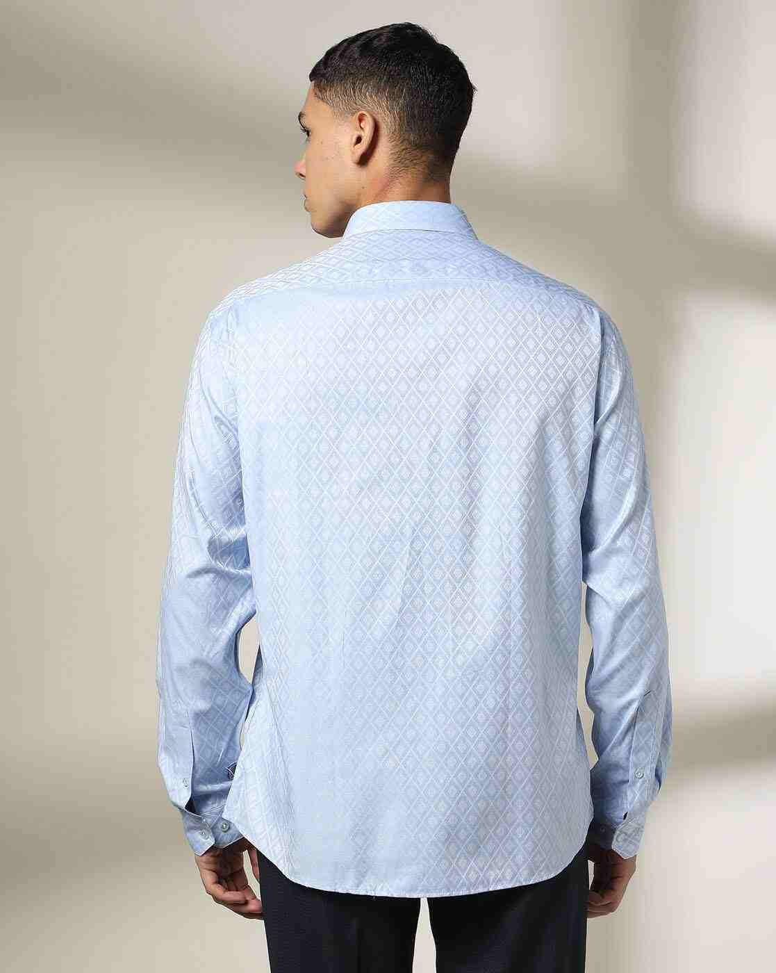 JOHN PLAYERS | Men Geometric Patterned Slim Fit Shirt with Patch Pocket|2