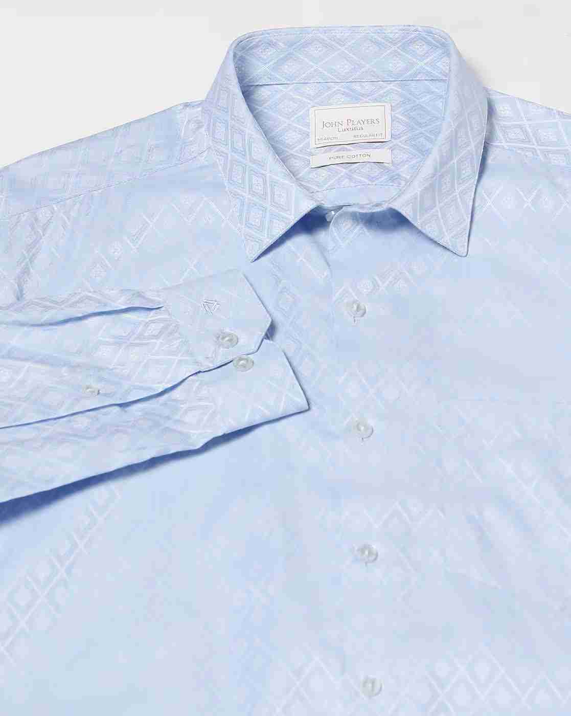 JOHN PLAYERS | Men Geometric Patterned Slim Fit Shirt with Patch Pocket|5