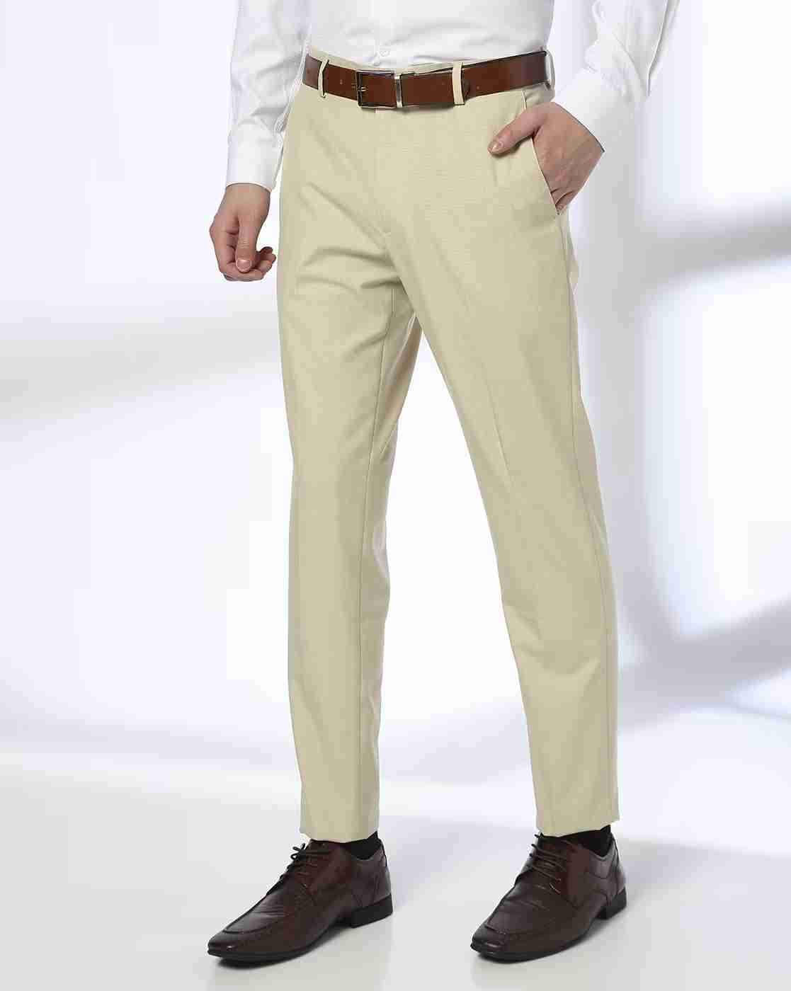 JOHN PLAYERS | Men Flat-Front Slim Fit Trousers|0