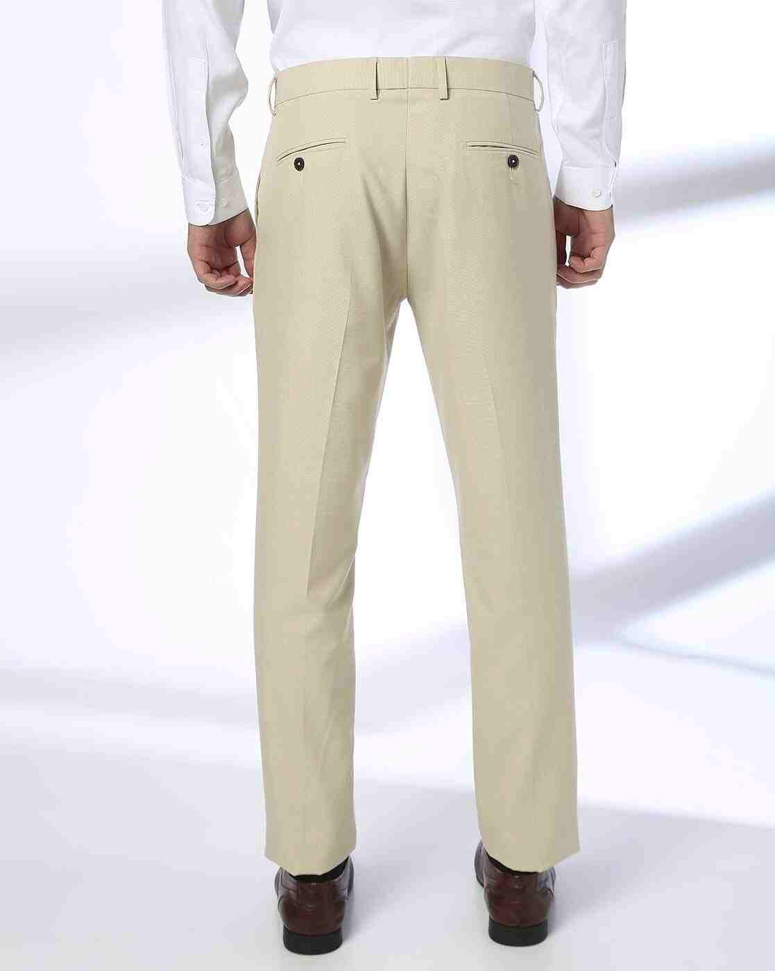 JOHN PLAYERS | Men Flat-Front Slim Fit Trousers|2