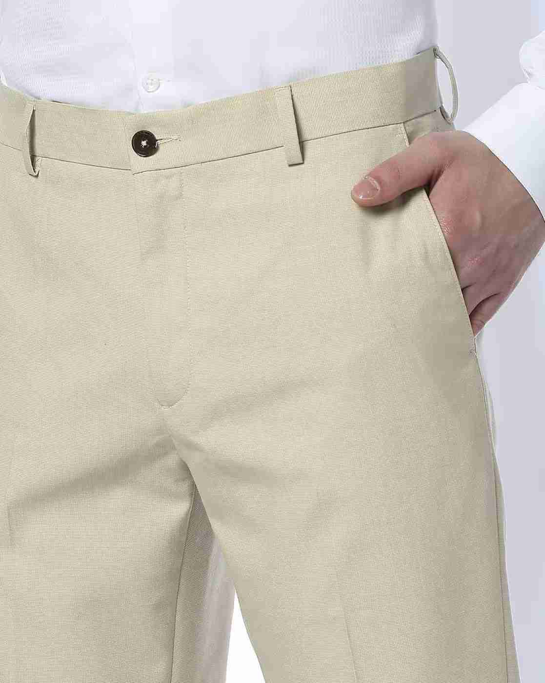 JOHN PLAYERS | Men Flat-Front Slim Fit Trousers|3