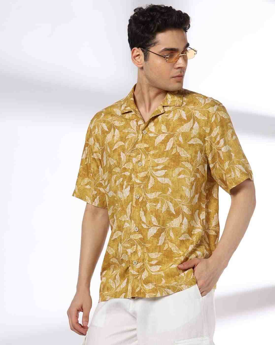 John Players | Men Leaf Print Relaxed Fit Shirt|3