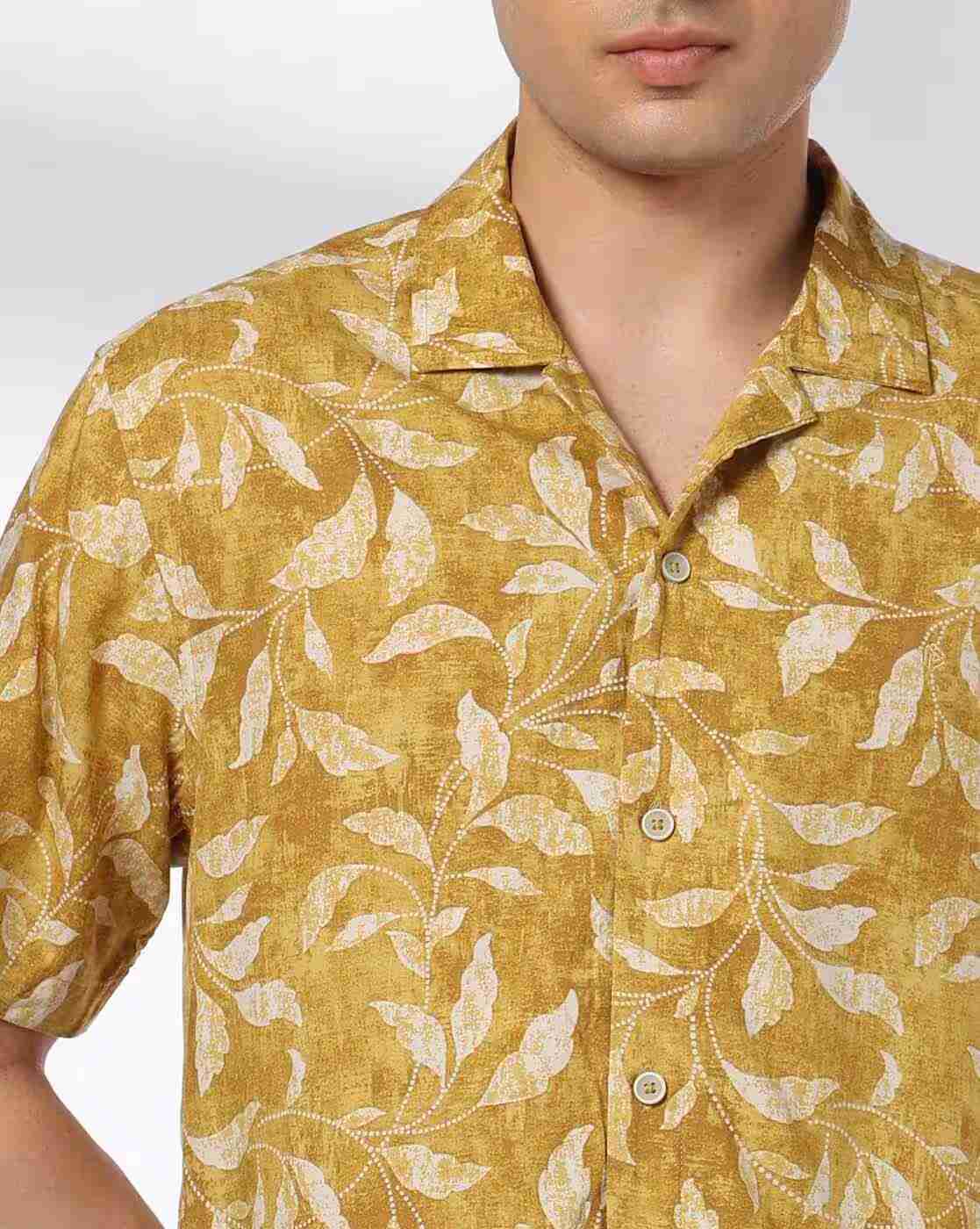 John Players | Men Leaf Print Relaxed Fit Shirt|4