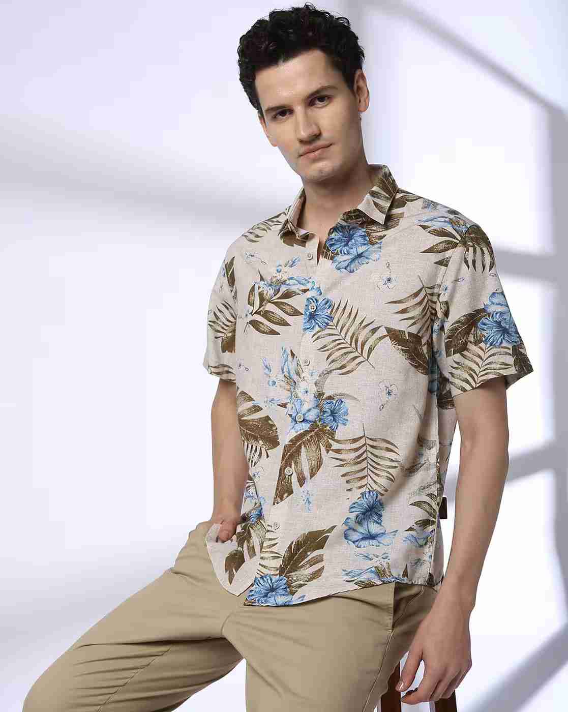 John Players | Men Tropical Print Relaxed Fit Shirt|0