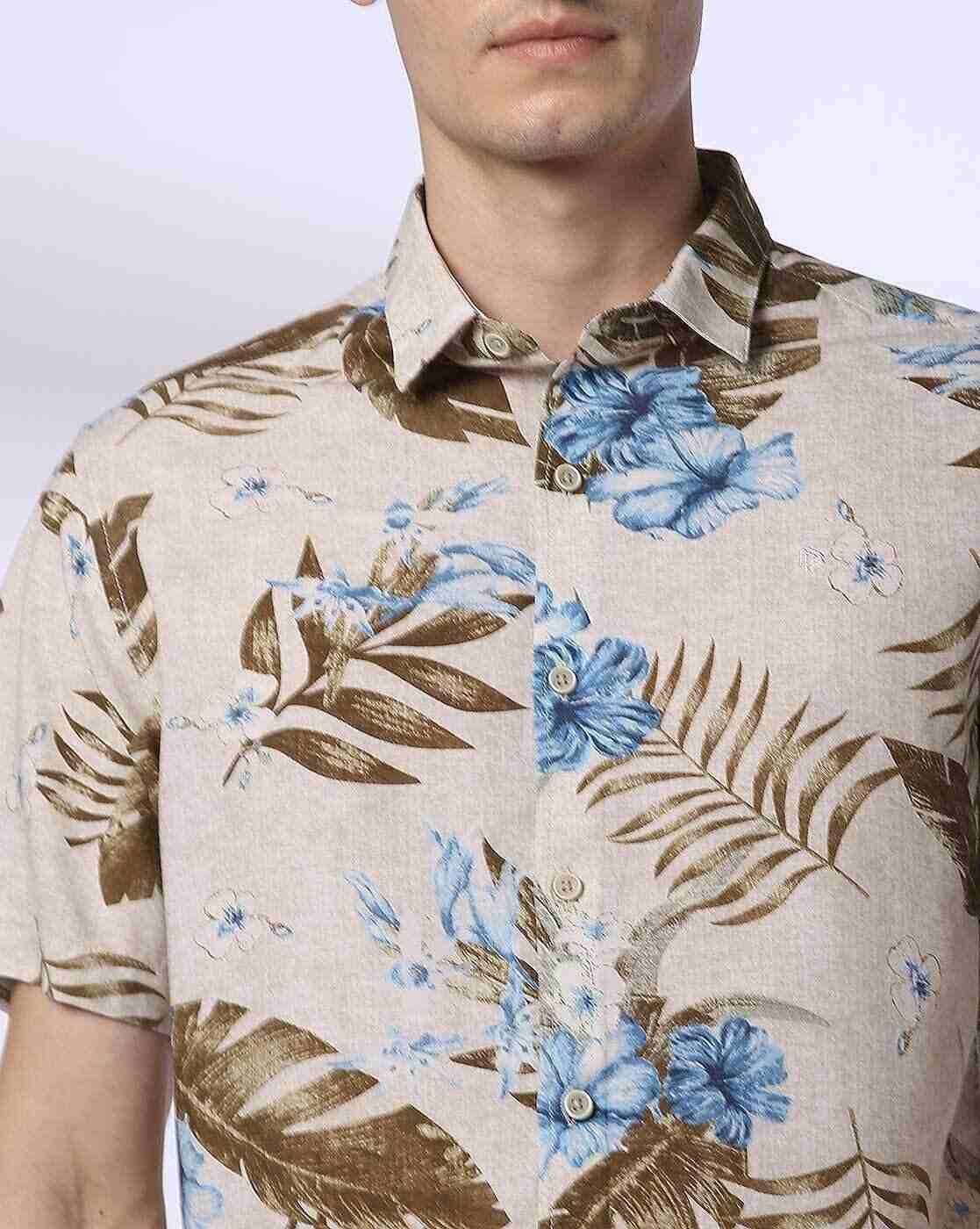 John Players | Men Tropical Print Relaxed Fit Shirt|4