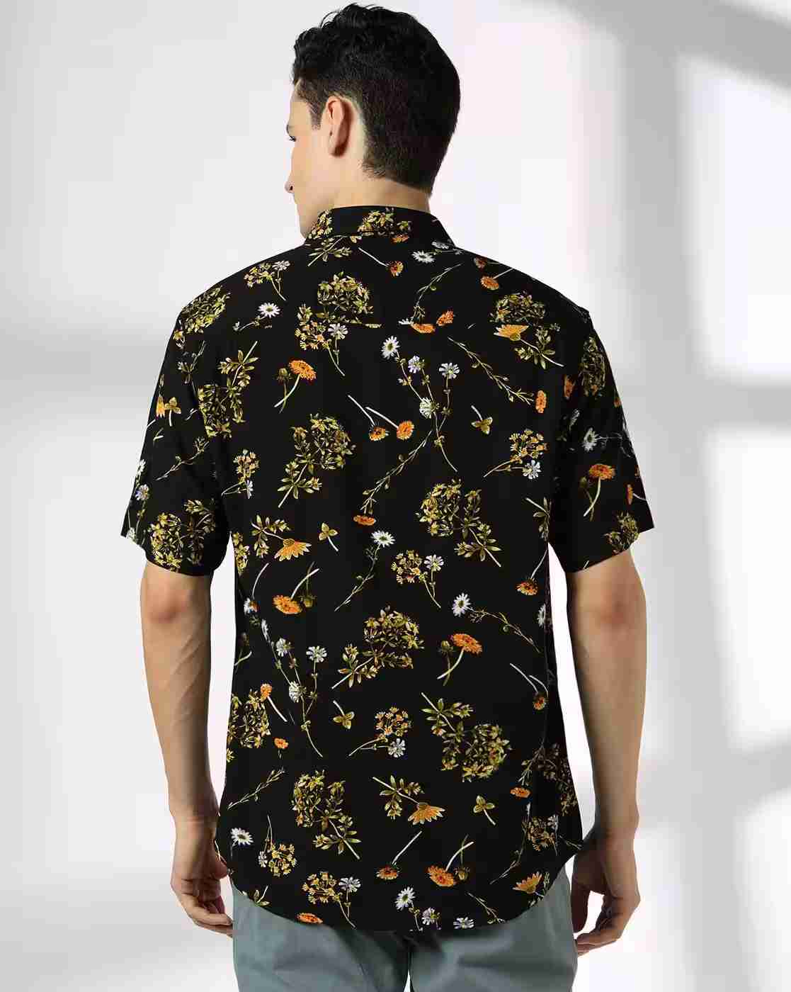 John Players | Men Floral Print Relaxed Fit Shirt|2