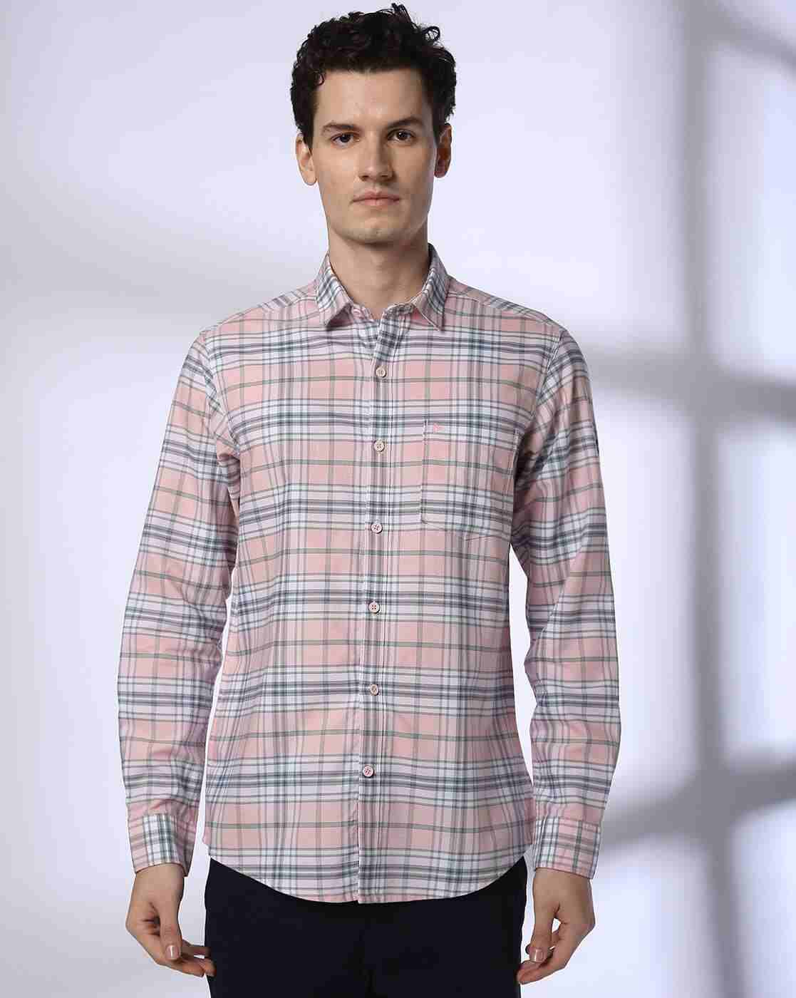 JOHN PLAYERS | Men Checked Slim Fit Cotton Shirt