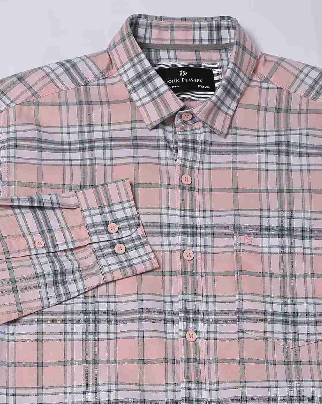 John Players | Men Checked Slim Fit Cotton Shirt|5