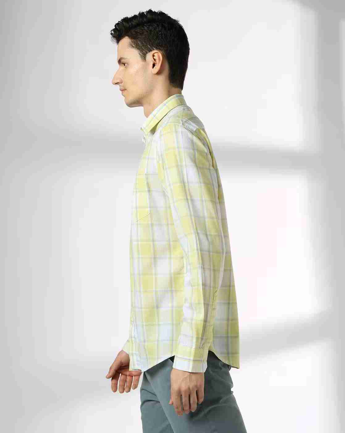 JOHN PLAYERS | Men Checked Slim Fit Cotton Shirt|1