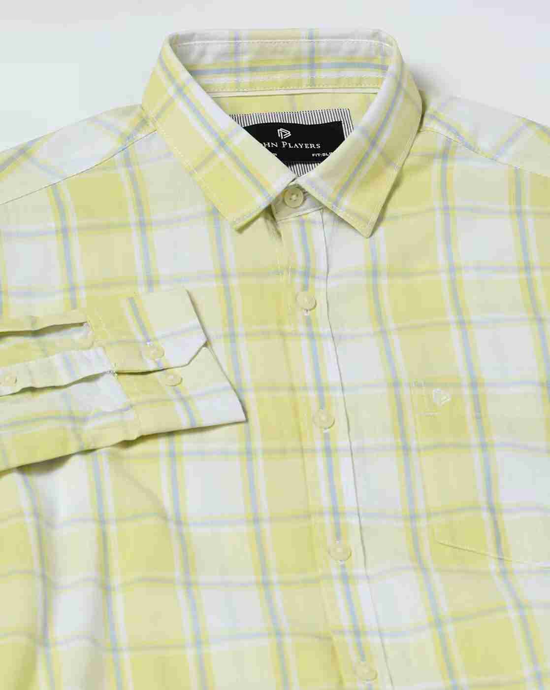 JOHN PLAYERS | Men Checked Slim Fit Cotton Shirt|5
