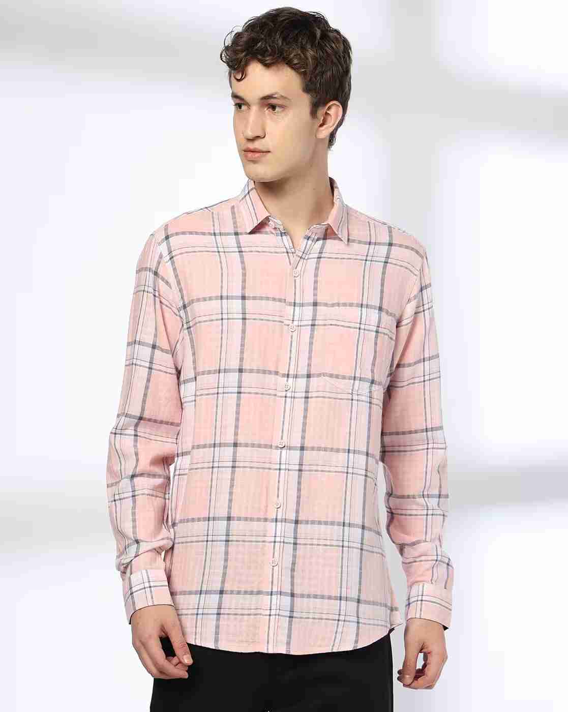 John Players | Men Plaid Check Slim Fit Shirt|1