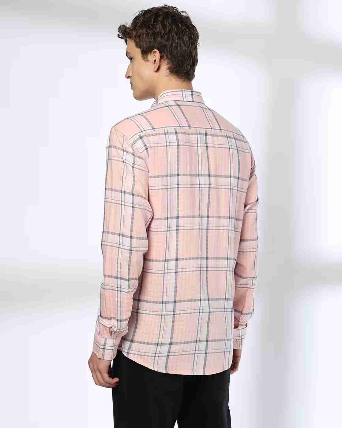 John Players | Men Plaid Check Slim Fit Shirt|3