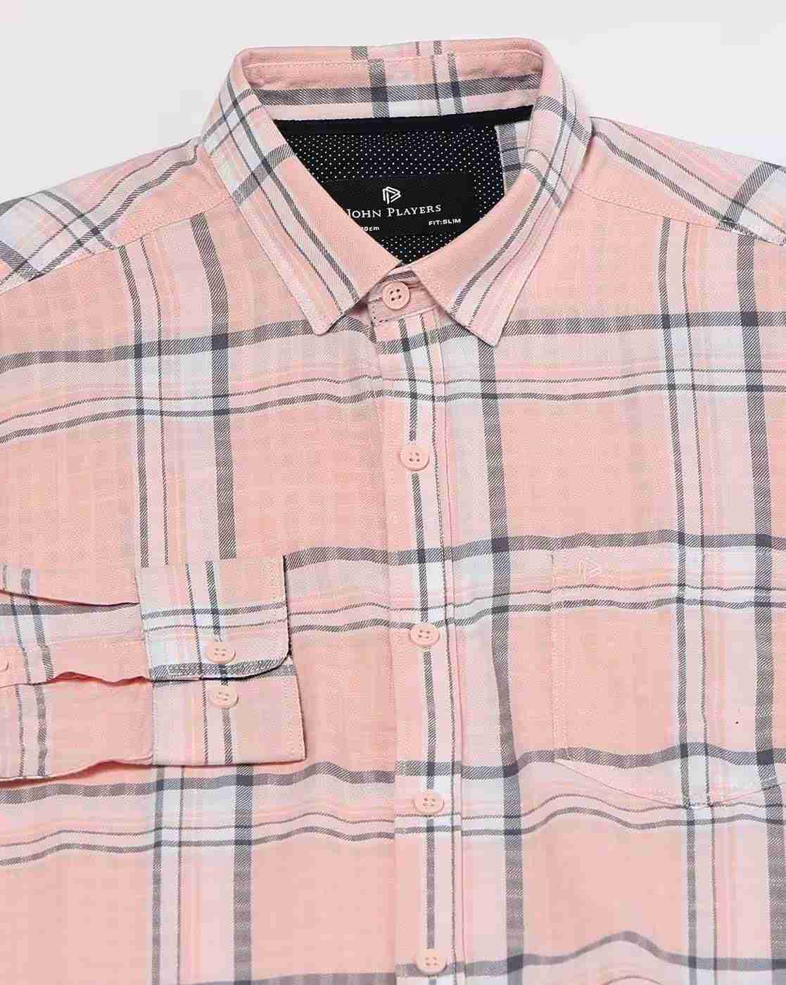 John Players | Men Plaid Check Slim Fit Shirt|5