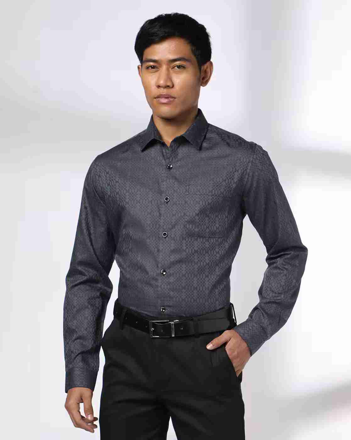 JOHN PLAYERS | Men Geometric Print Slim Fit Shirt with Patch Pocket|0