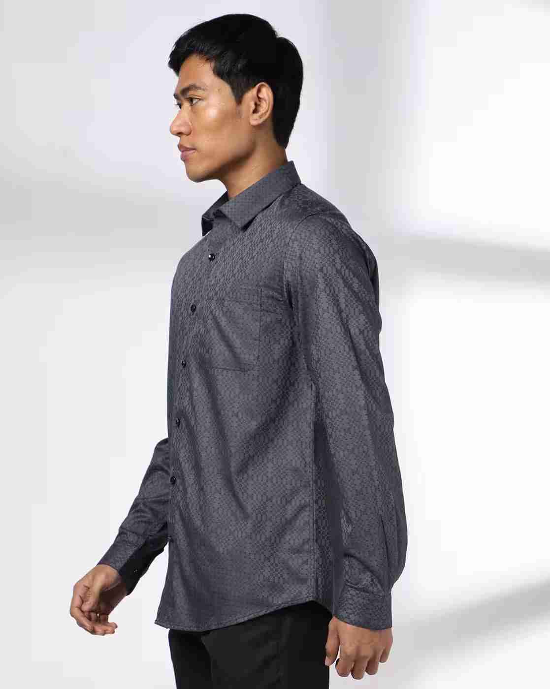 JOHN PLAYERS | Men Geometric Print Slim Fit Shirt with Patch Pocket|1