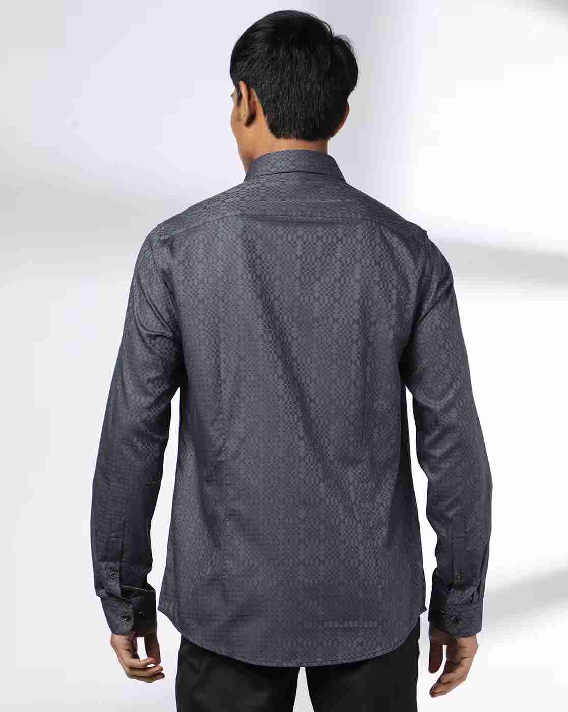 JOHN PLAYERS | Men Geometric Print Slim Fit Shirt with Patch Pocket|2