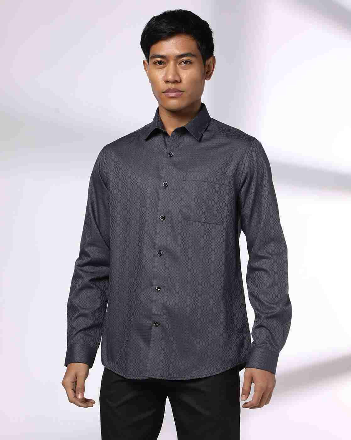 JOHN PLAYERS | Men Geometric Print Slim Fit Shirt with Patch Pocket|3