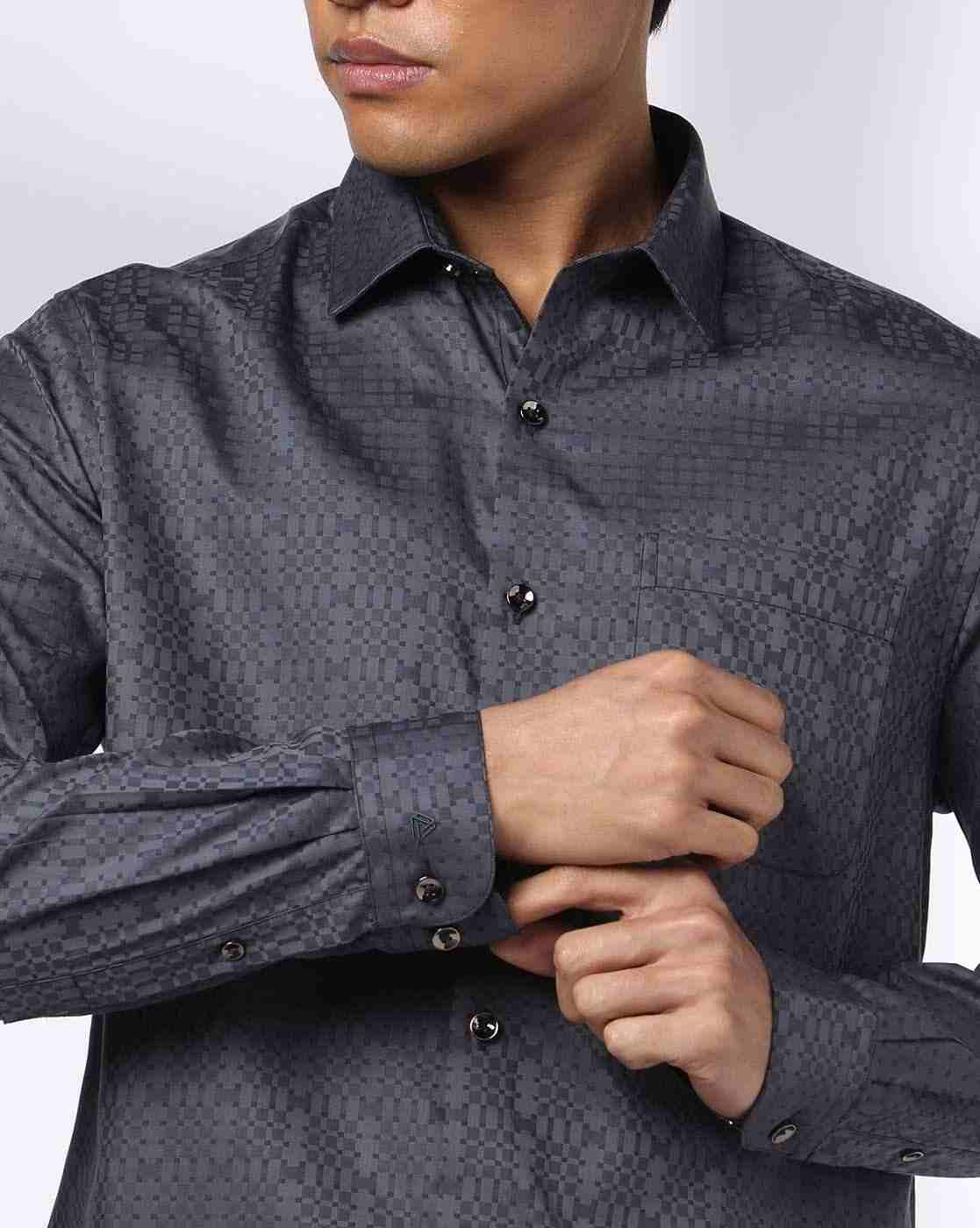 JOHN PLAYERS | Men Geometric Print Slim Fit Shirt with Patch Pocket|4