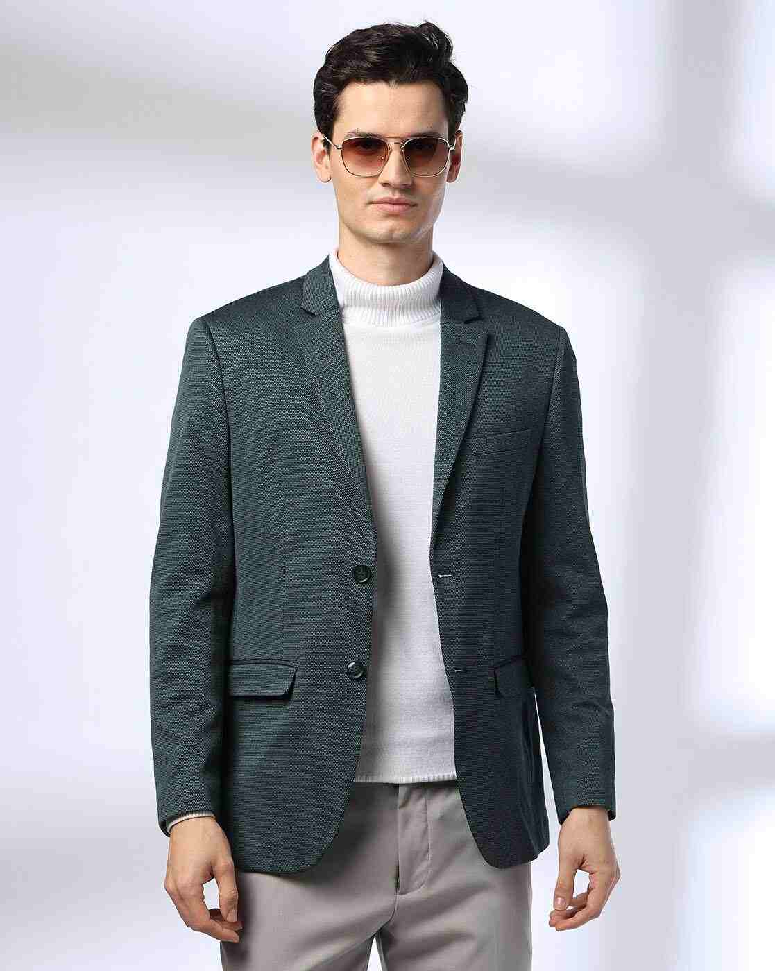 John Players | Men Slim Fit Single-Breasted Blazer|3