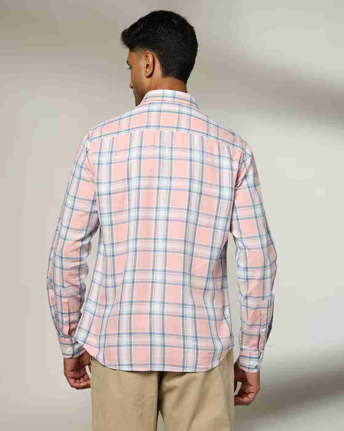 JOHN PLAYERS | Men Checked Slim Fit Shirt|3