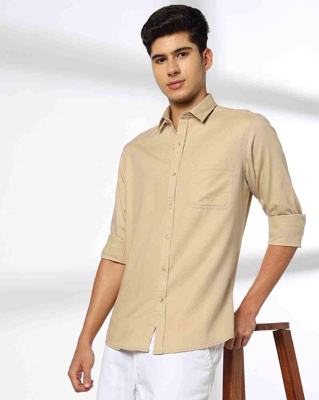 Men Slim Fit Shirt with Patch Pocket
