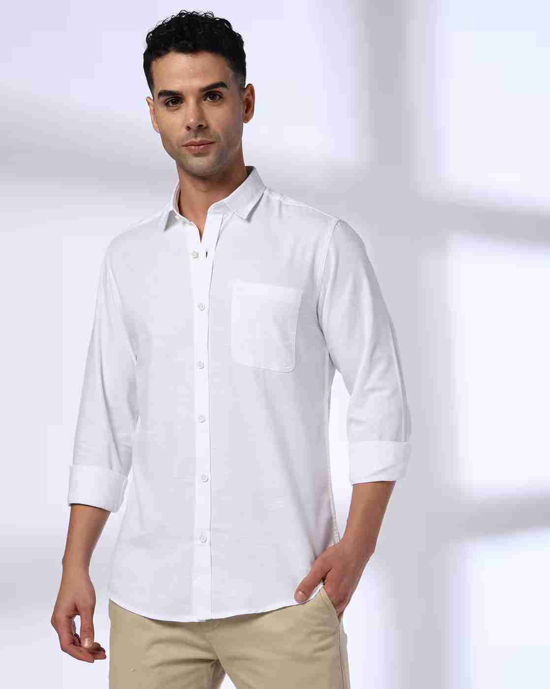 Men Slim Fit Shirt with Patch Pocket