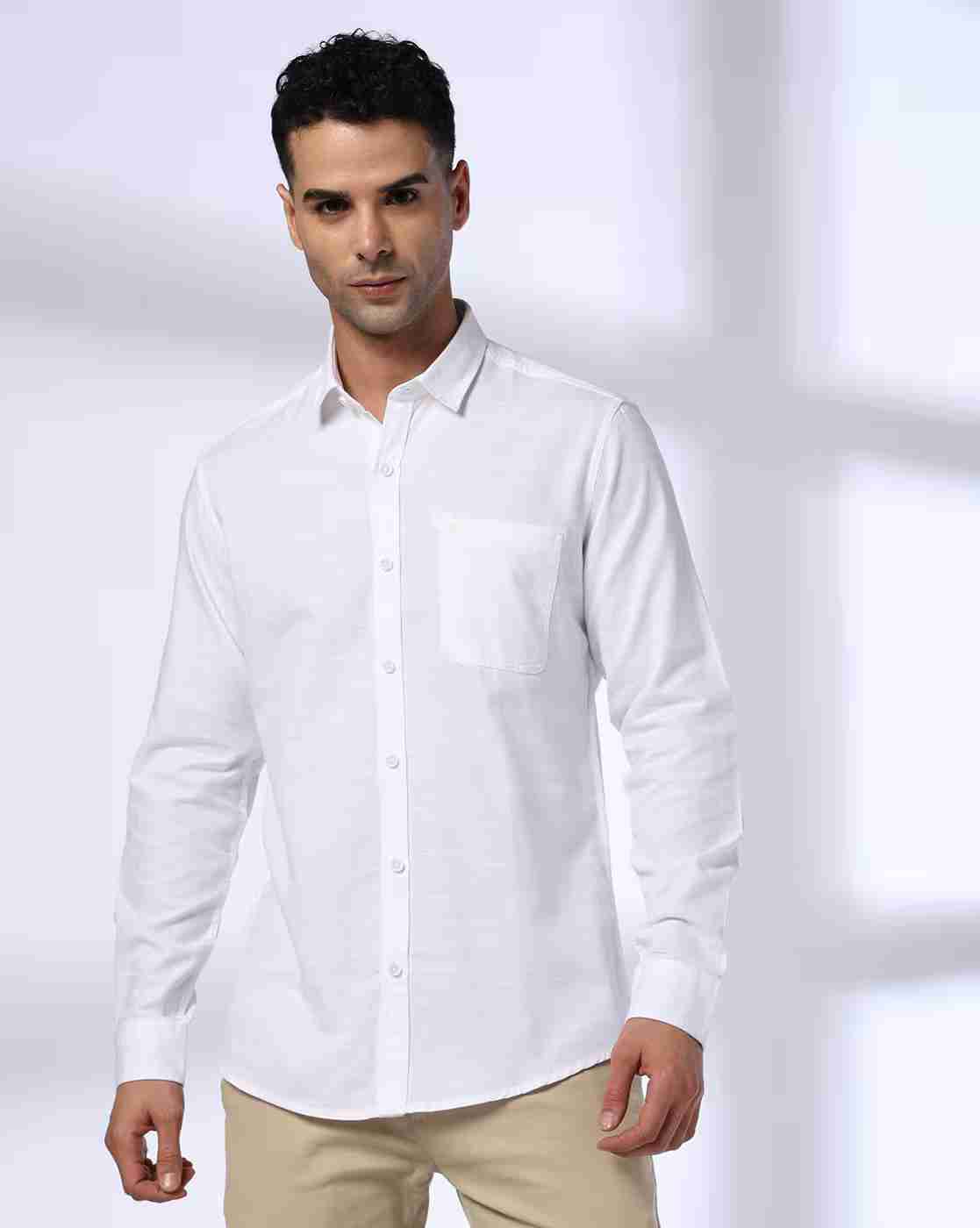 John Players | Men Slim Fit Shirt with Patch Pocket|3